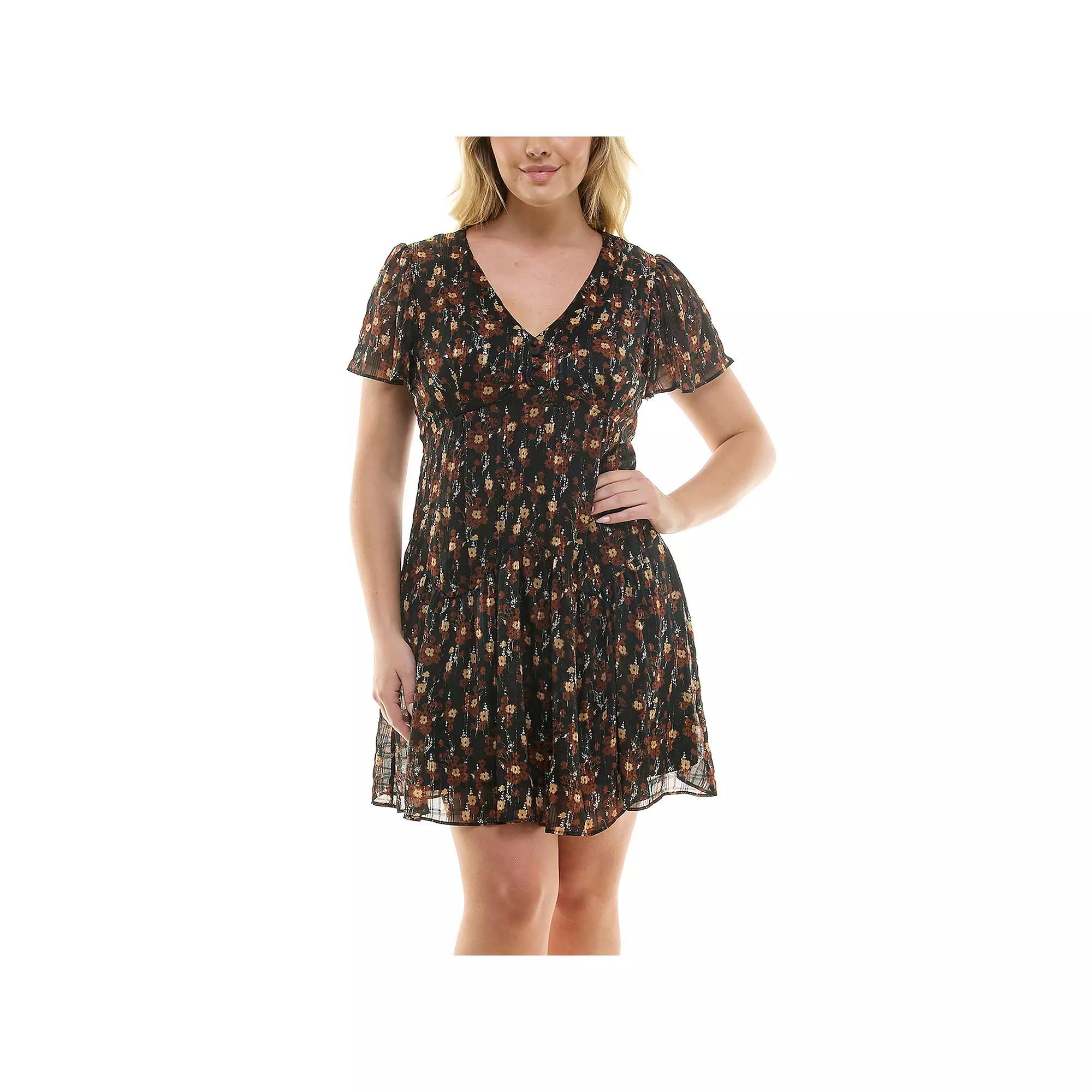 Plus Size Taylor Chiffon Check Dress, Women's, Size: 16 - Regular, Black Brown Product Image