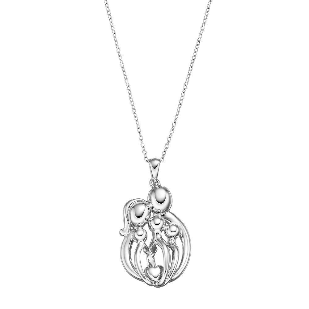 Sentimental Expressions Sterling Silver Family Of 5 Necklace, Women's, Size: 18", Grey Product Image