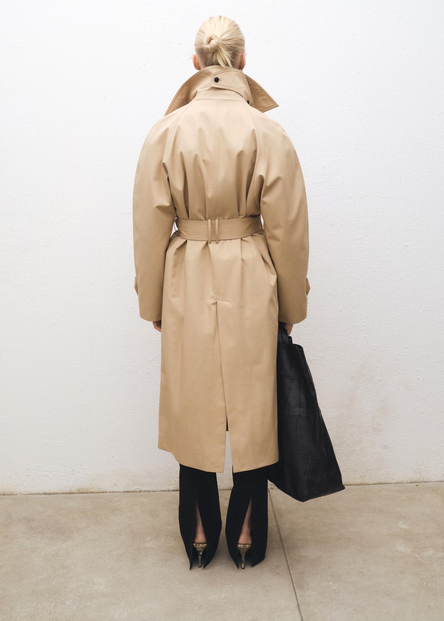 Long oversized cotton trench coat - Women | MANGO USA Product Image