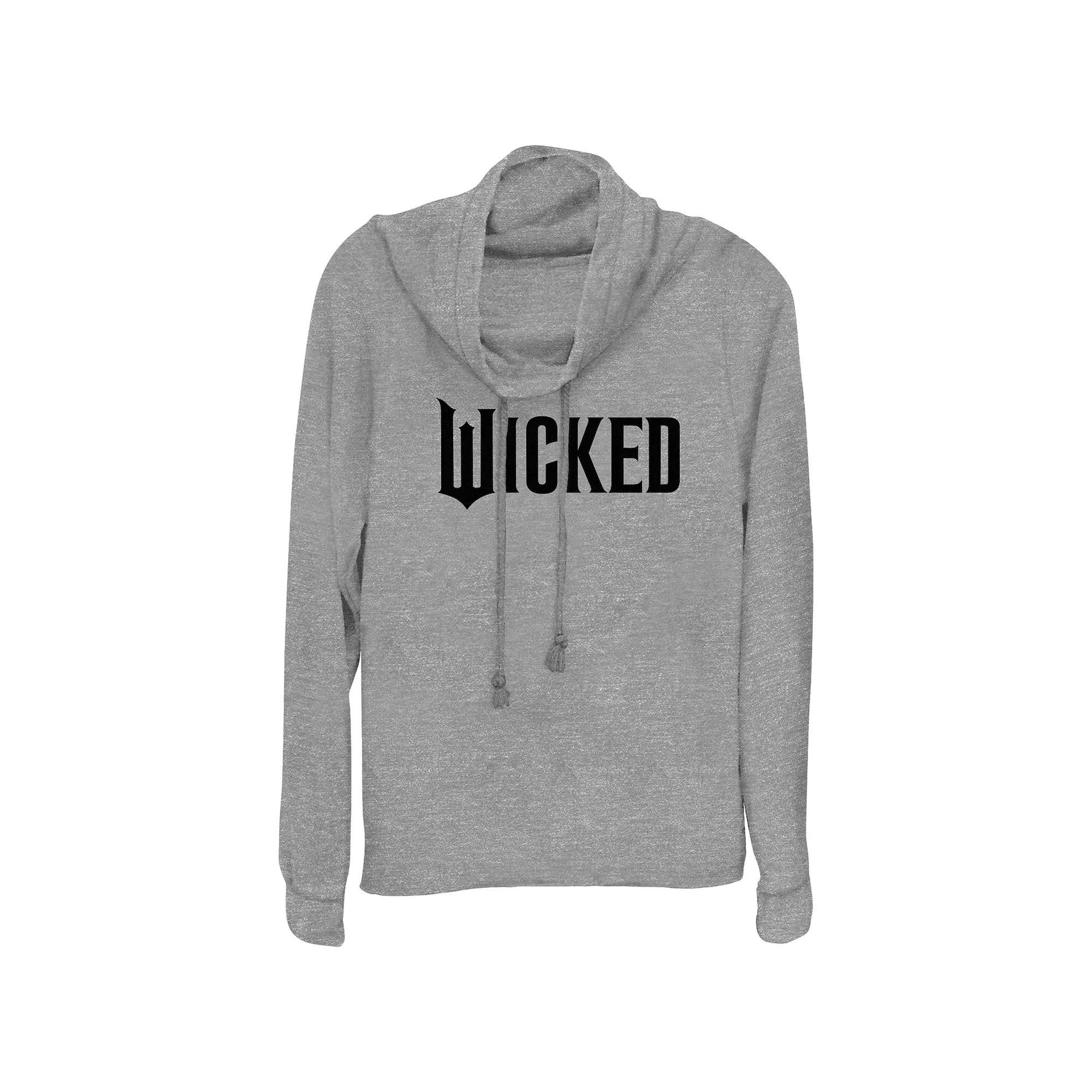 Women's Wicked Logo Cowlneck Graphic Lightweight Long Sleeve, Size: Large, Gray Grey Product Image