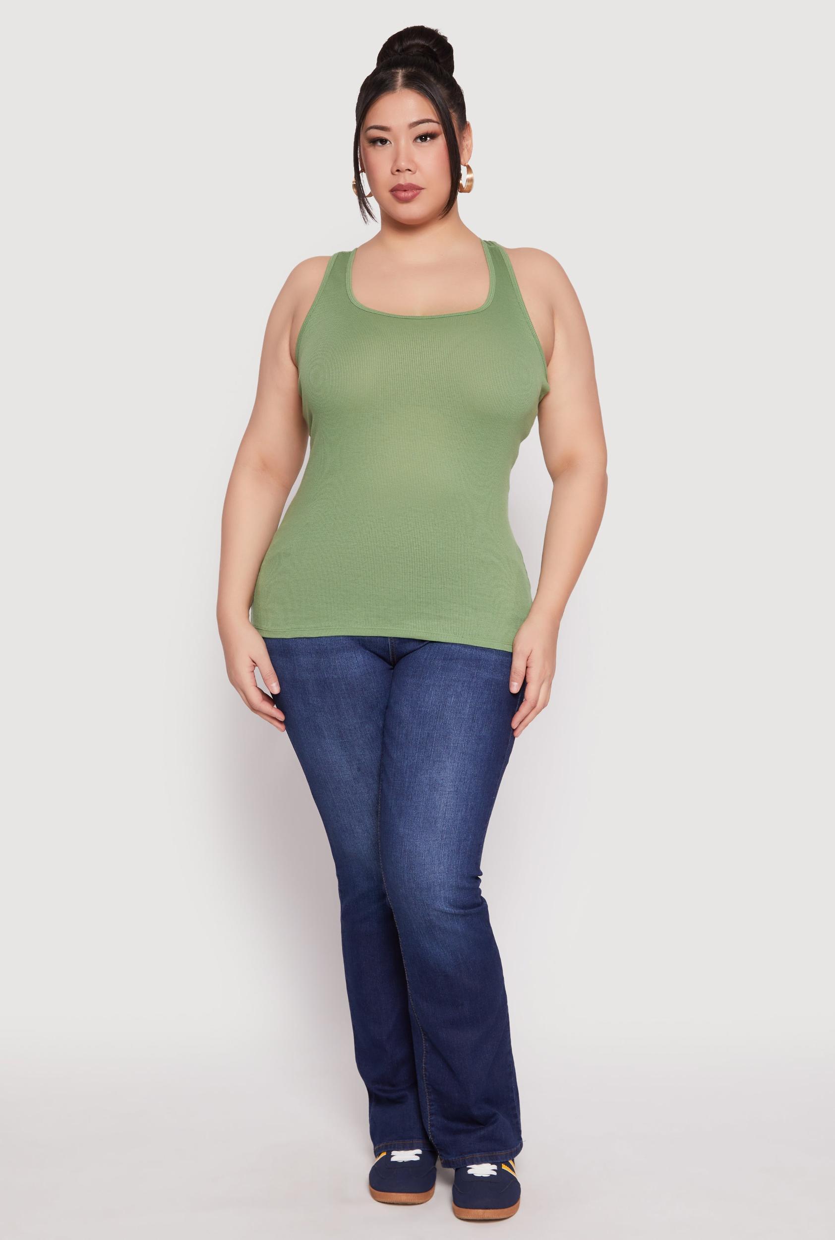 Womens Plus Size Rib Knit Tank Top Product Image
