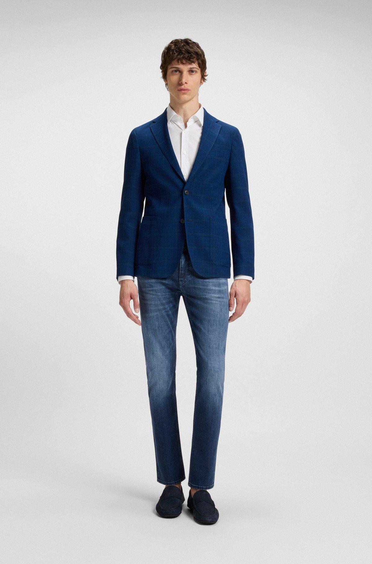 BOSS - Slim-fit jeans in rinse-washed comfort-stretch denim - Dark Blue Product Image