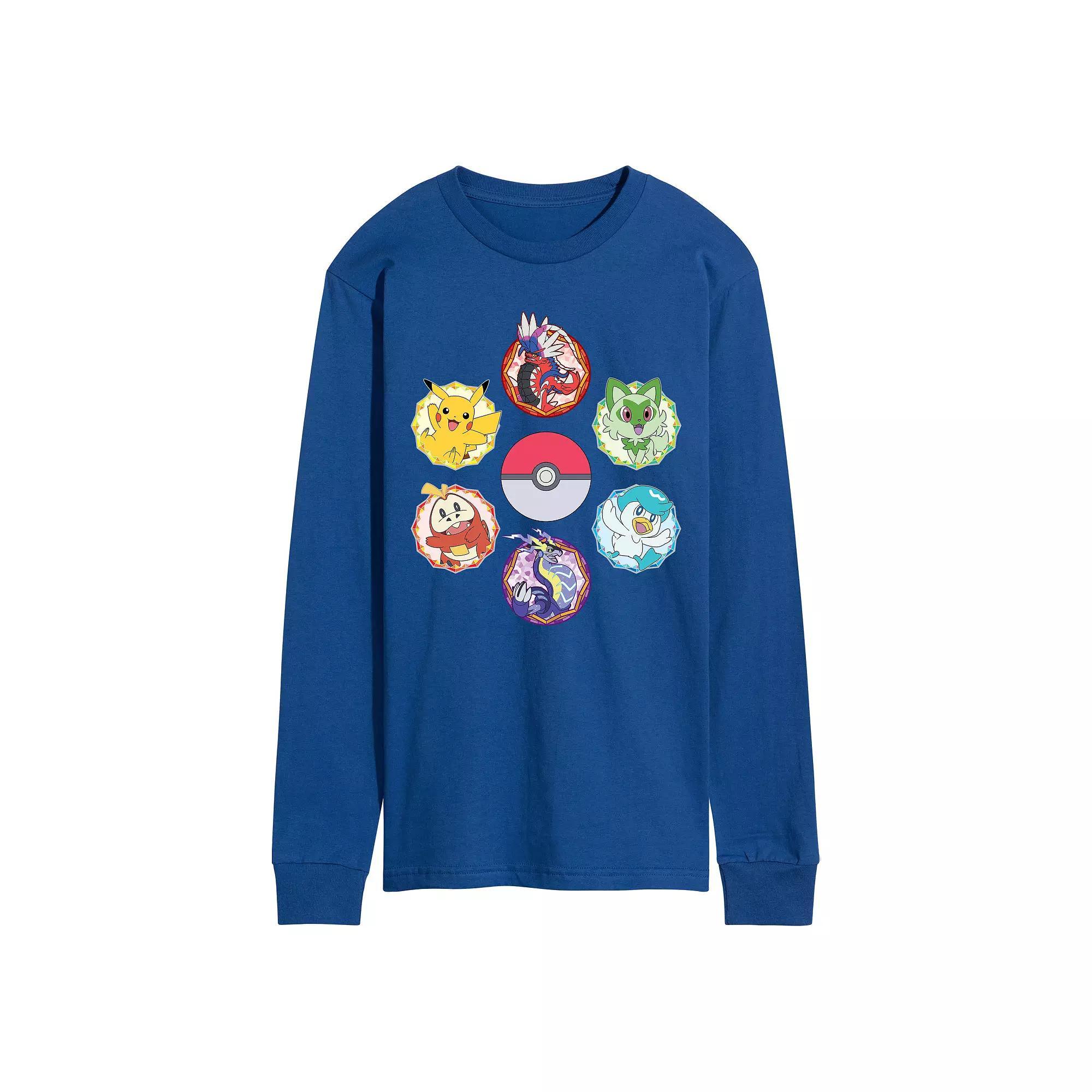Mens Pokemon Sparkle Badges Long Sleeve Graphic Tee Product Image