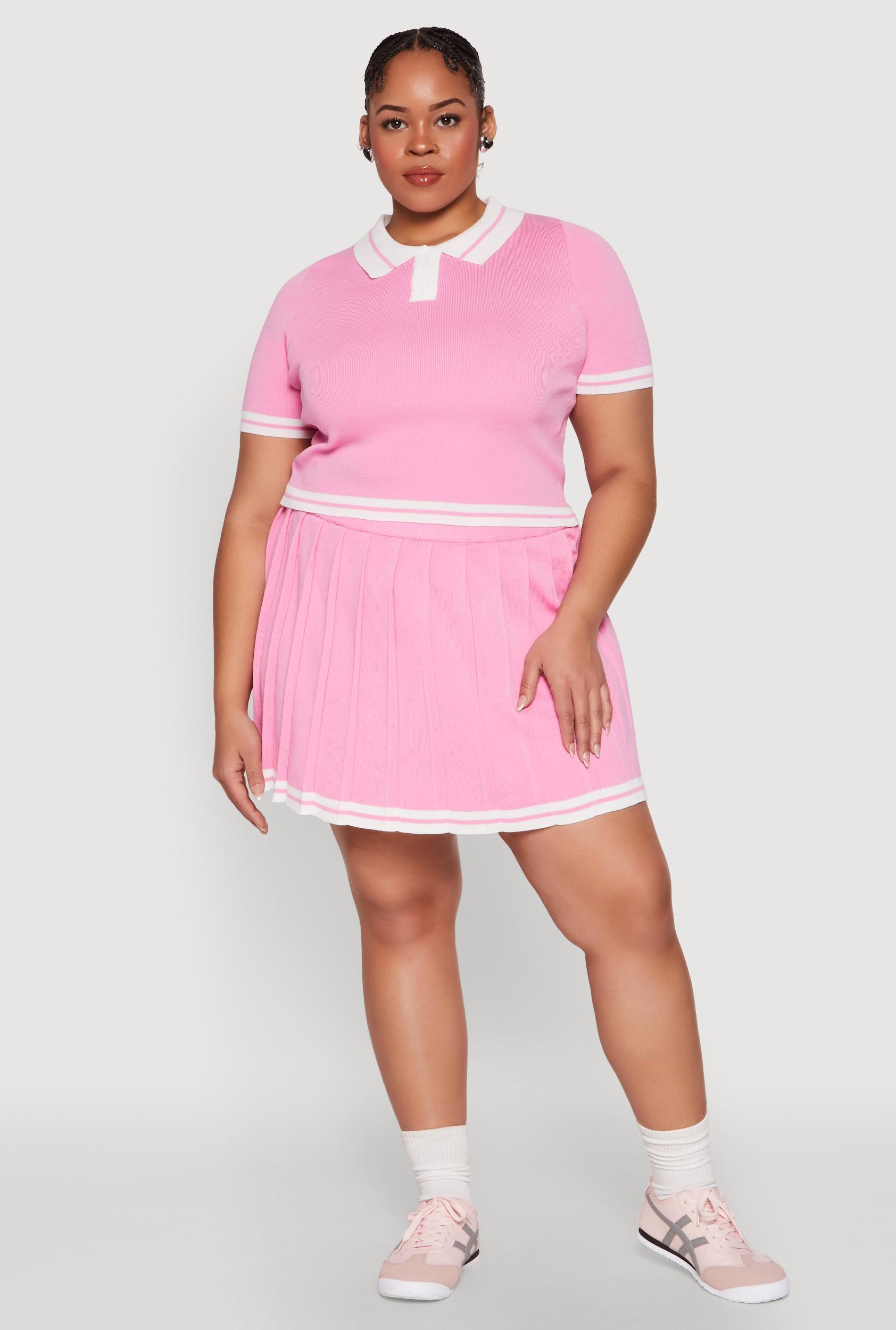 Womens Plus Size Daisy Varsity Stripe Pleated Skort Product Image