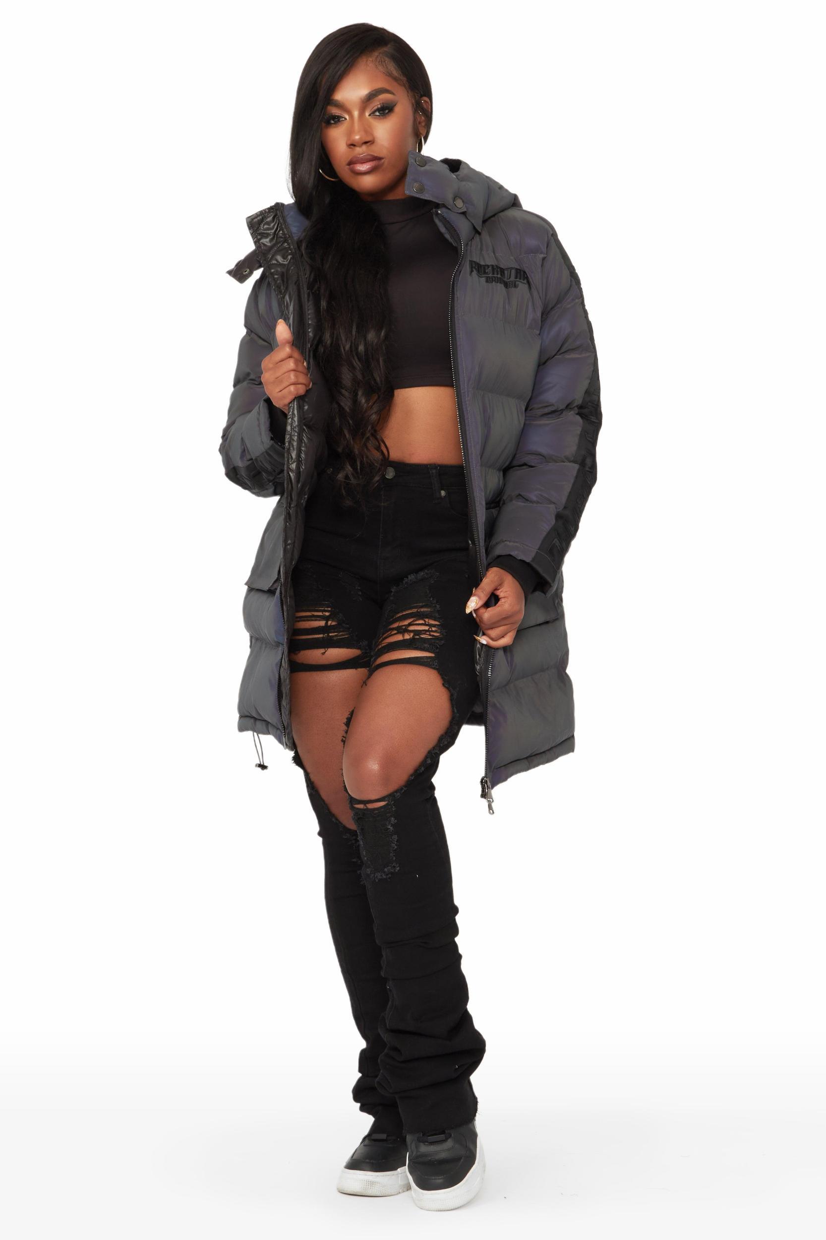 Nikita Reflective Black Long Puffer Jacket Female Product Image