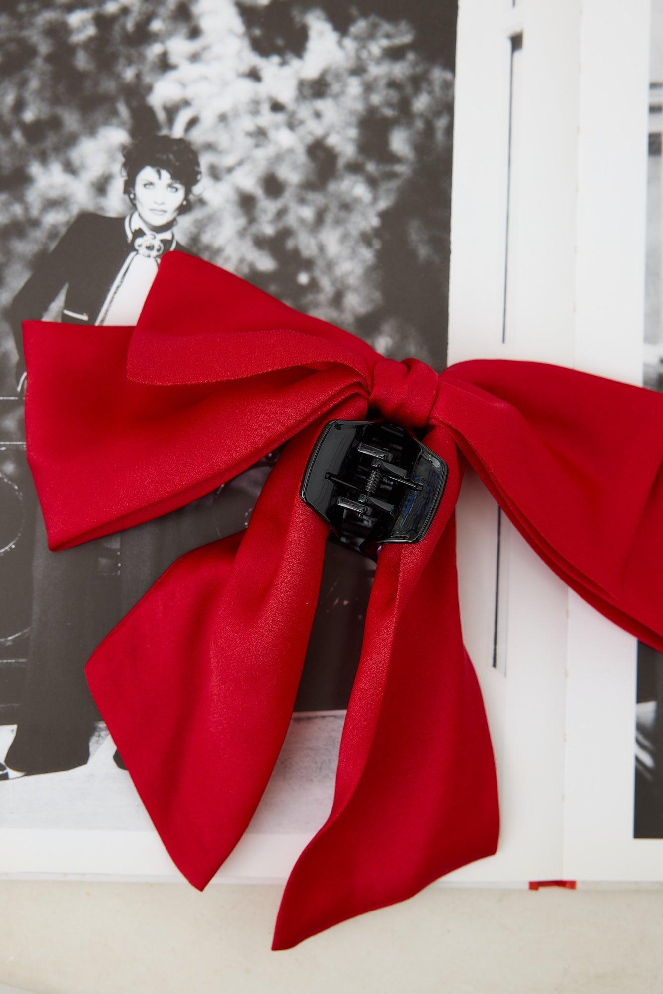Matte Satin Bow Claw Clip Red Product Image