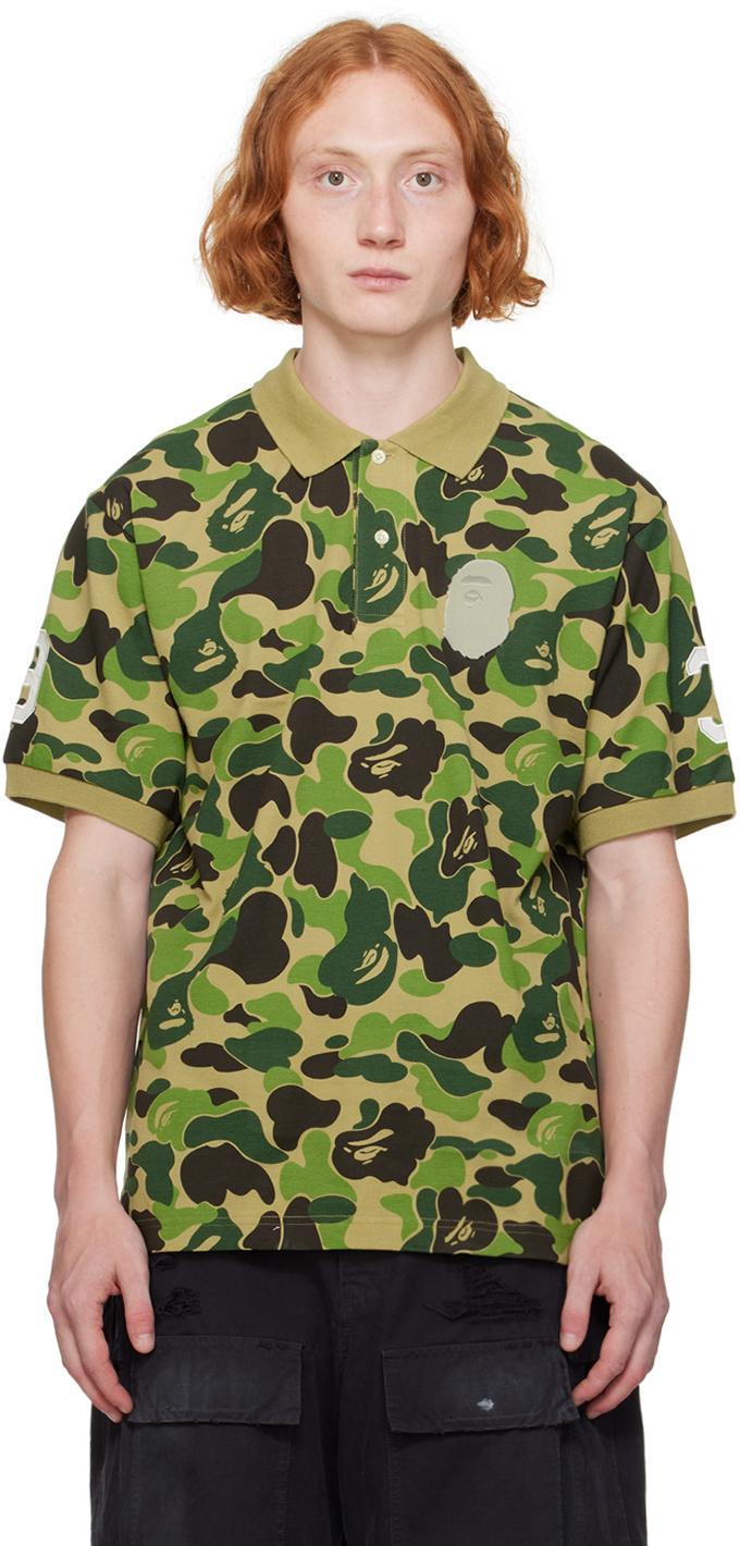 BAPE Green Abc Camo Large Ape Head Polo Product Image