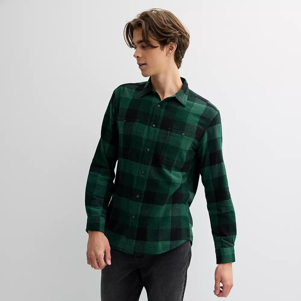 Men's Sonoma Goods For Life® Supersoft Flannel Button-Down Shirt, Size: Small, Light Blue Plaid Product Image