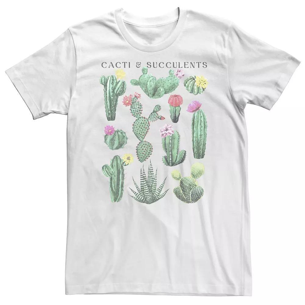 Big & Tall Trendy Botanical Cacti & Succulents Tee, Men's, Size: 4XL, White Product Image