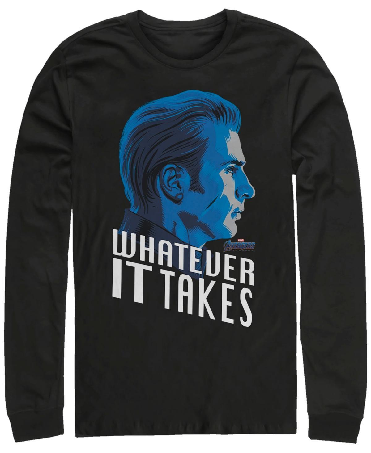 Men's Marvel Avengers Endgame Captain America What Ever It Takes Long Sleeve Graphic Tee, Size: Small, Black Product Image