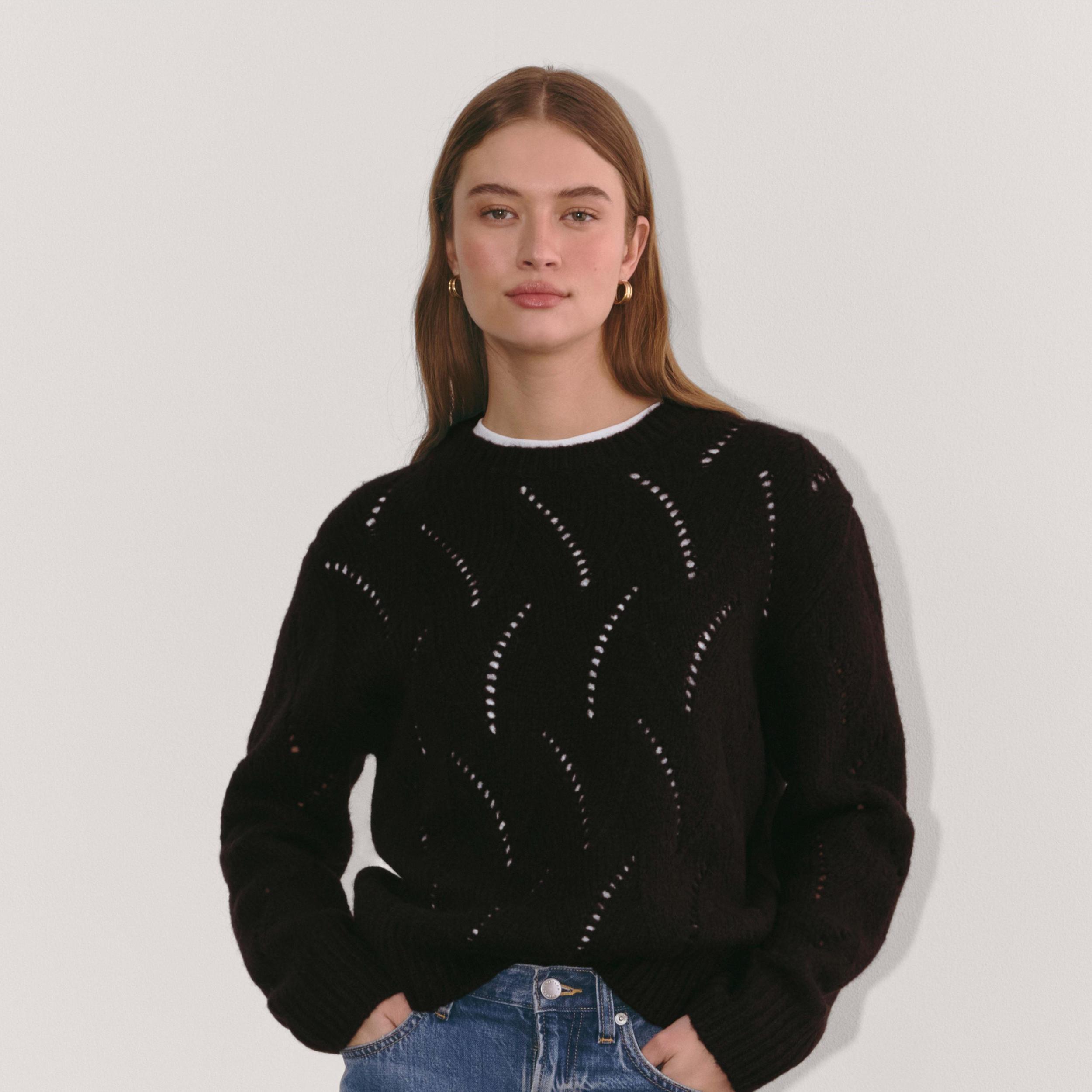The Pointelle Sweater in Cloud Product Image