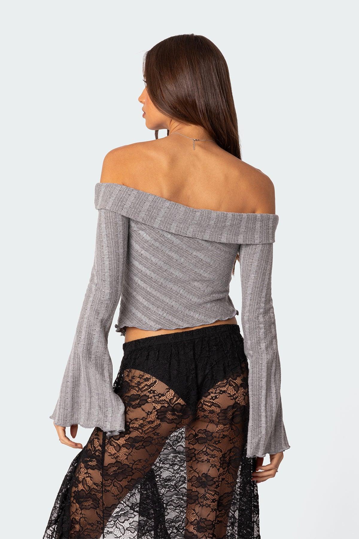 Alona Asymmetric Fold Over Knit Top Product Image