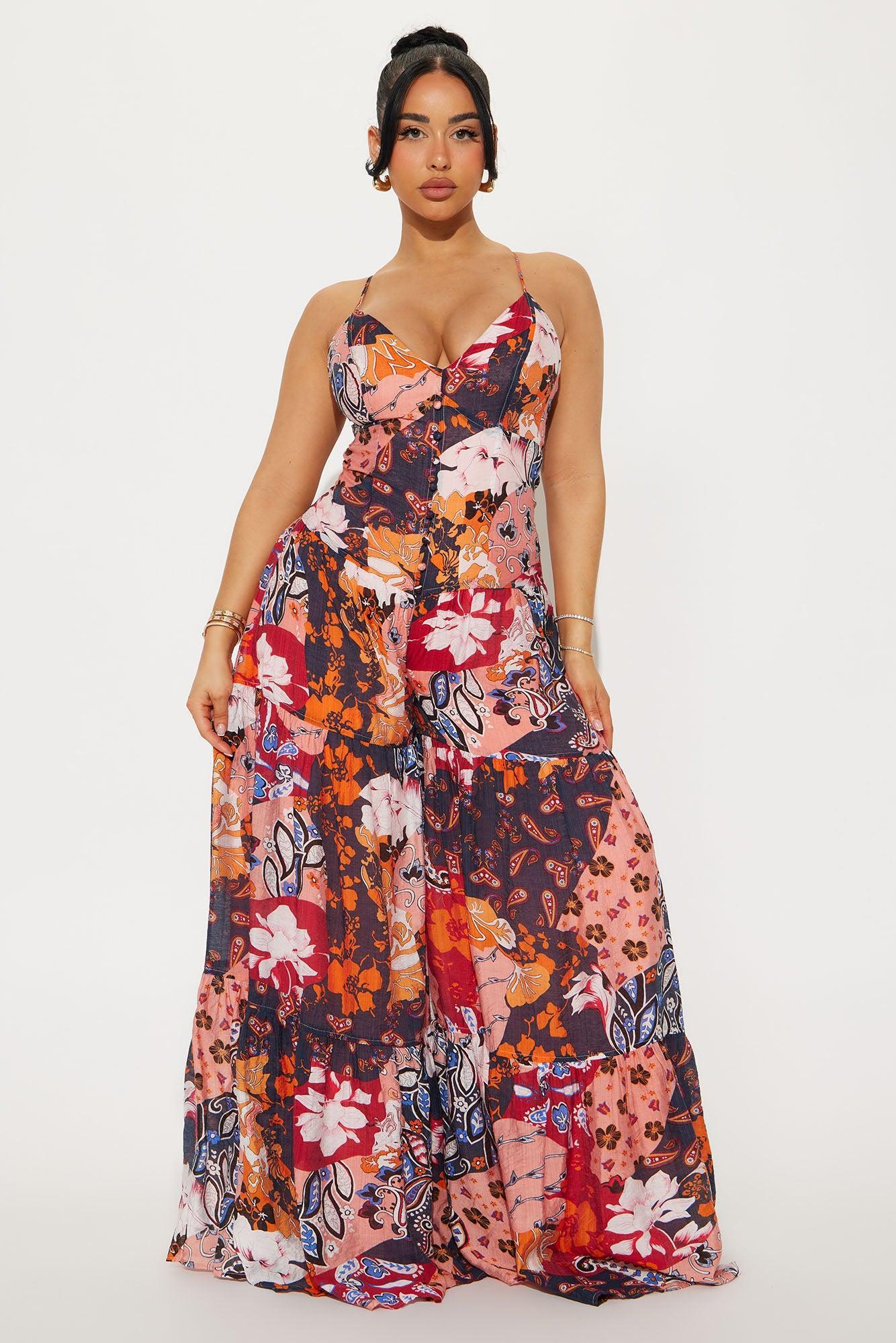 Grab My Wedges Jumpsuit - Blue/combo Product Image