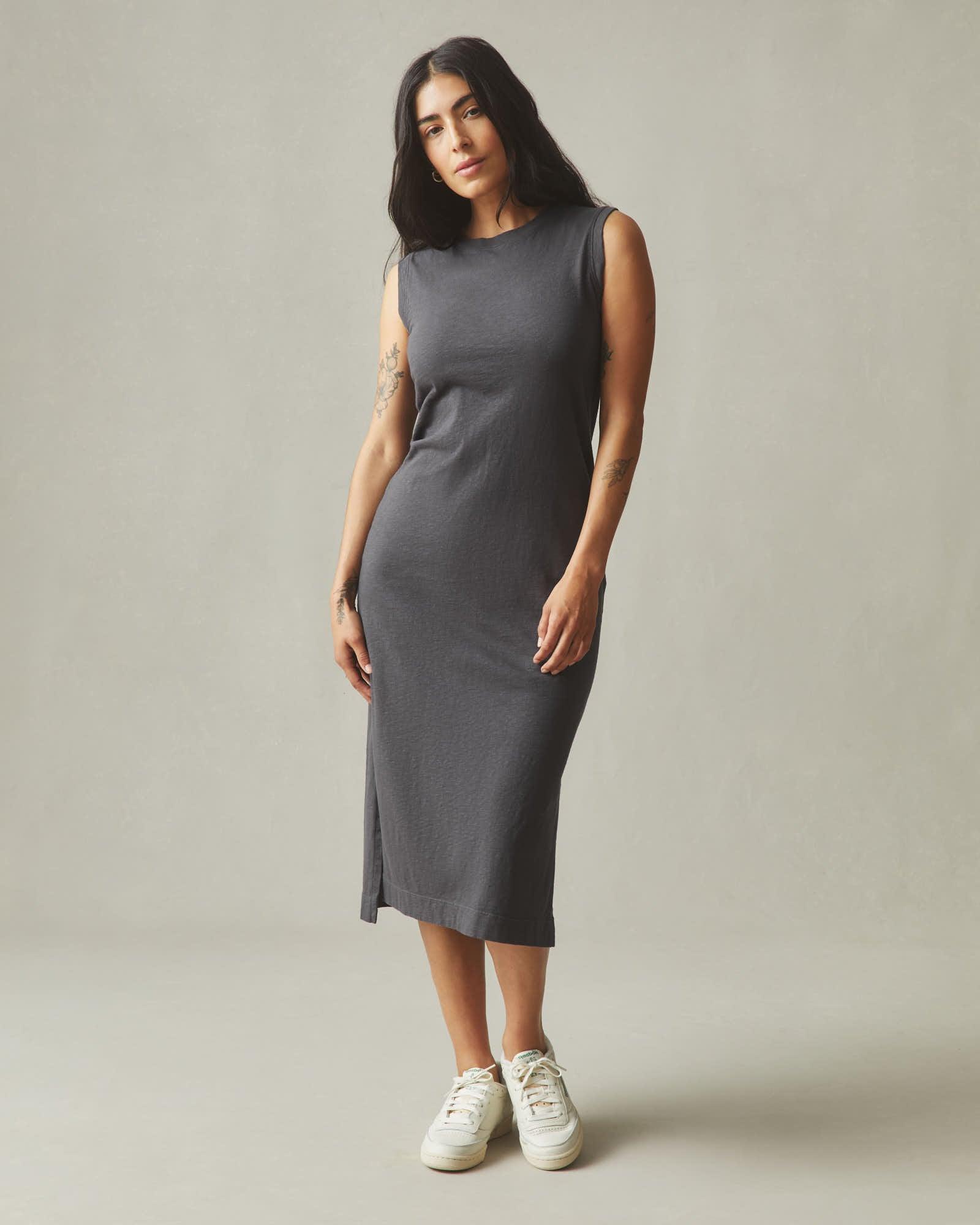 Women's Premium Slub Tank Dress - Dark Charcoal Product Image