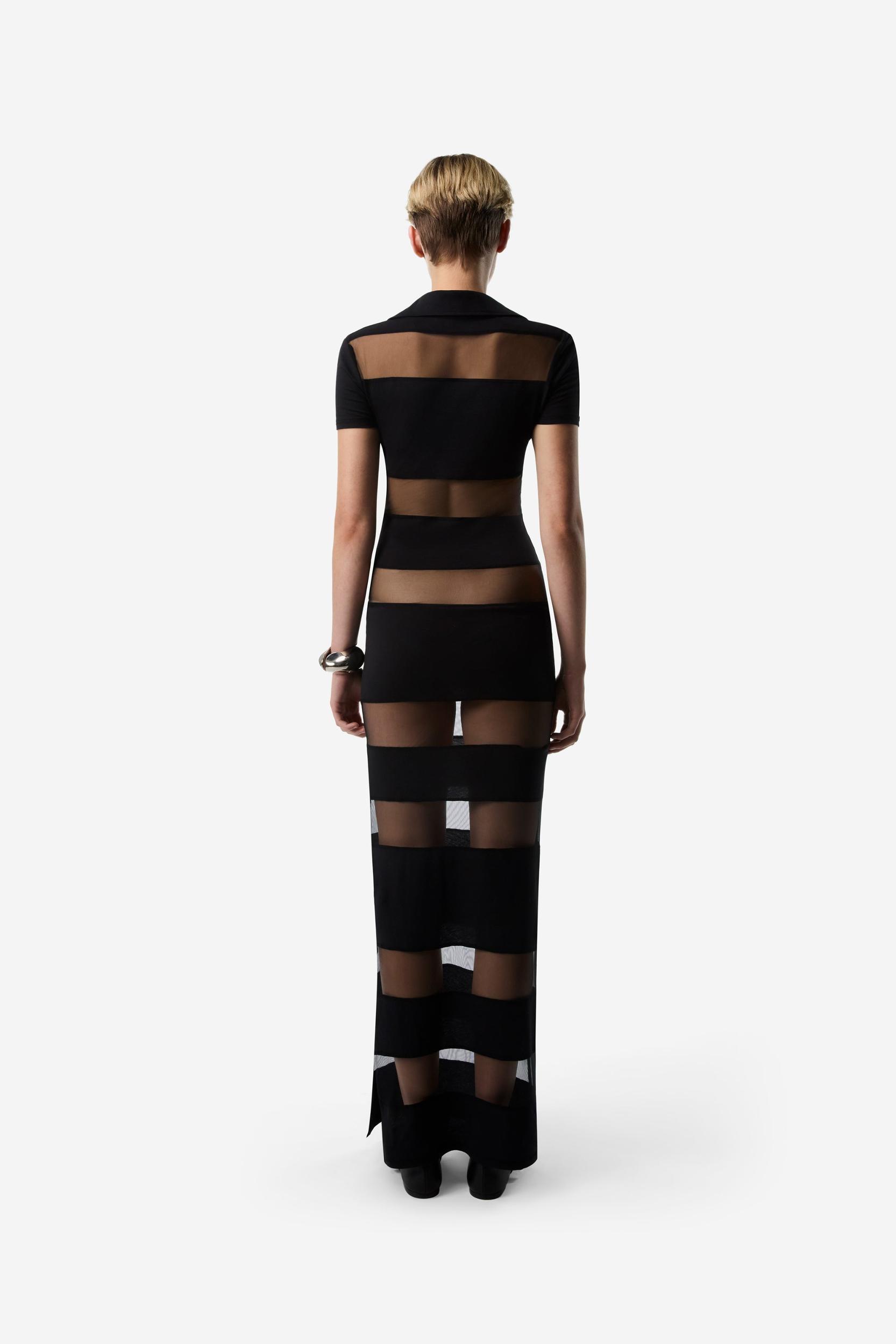Striped Sheer Polo Dress Product Image