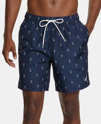 Nautica Mens Quick-Dry Anchor-Print 8 Swim Trunks Product Image