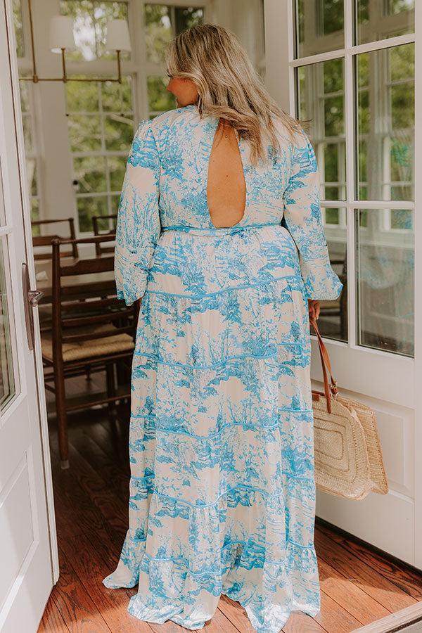 Chateau Chic Tiered Maxi Dress in Sky Blue Curves Product Image