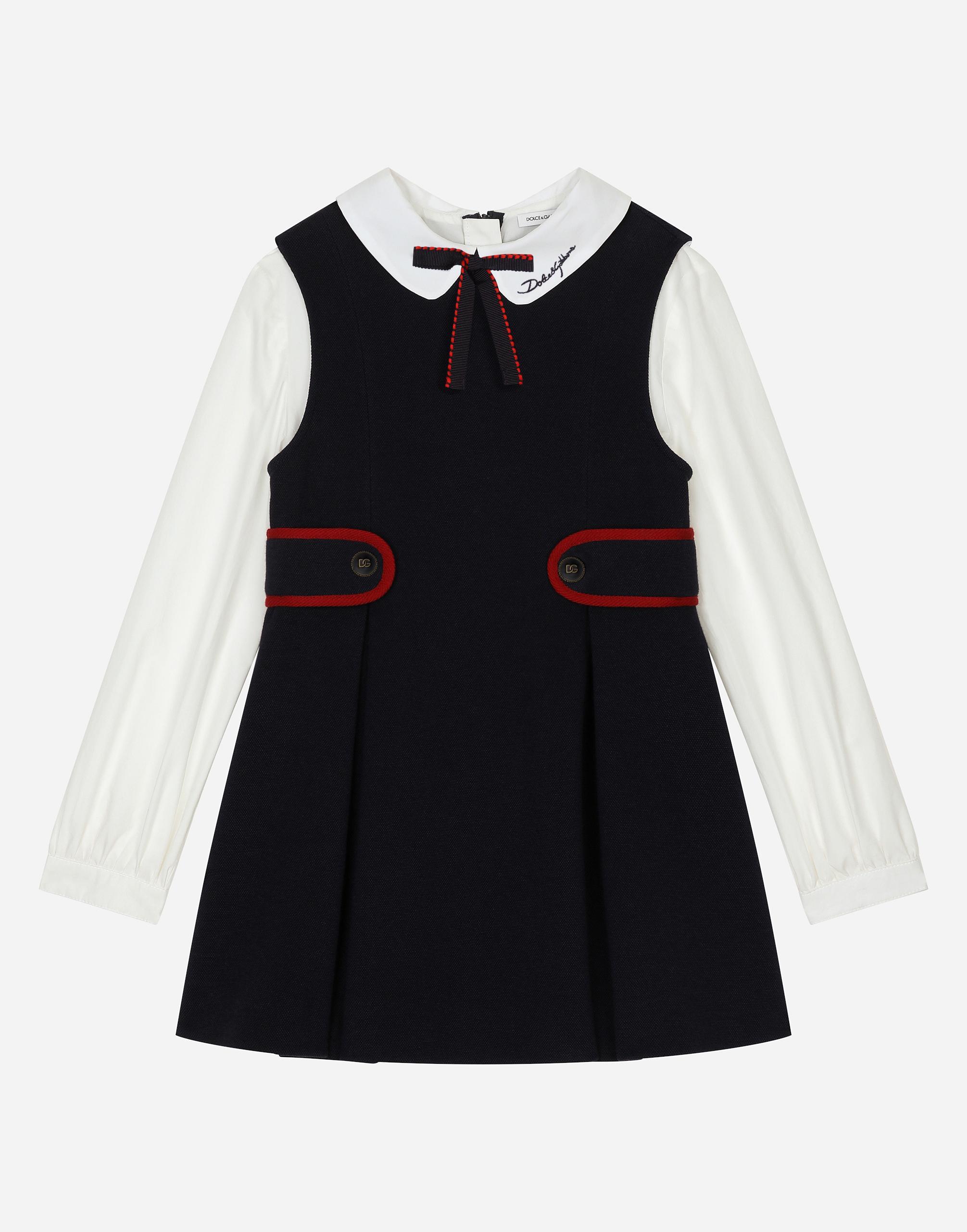 DOLCE & GABBANA Piqué And Poplin Dress In Blau Product Image