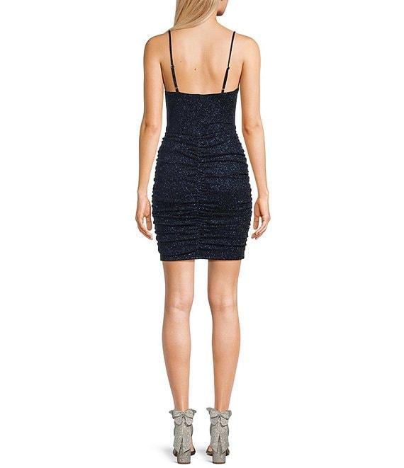Next Up Square Neck Glitter Shirred Bodycon Dress Product Image