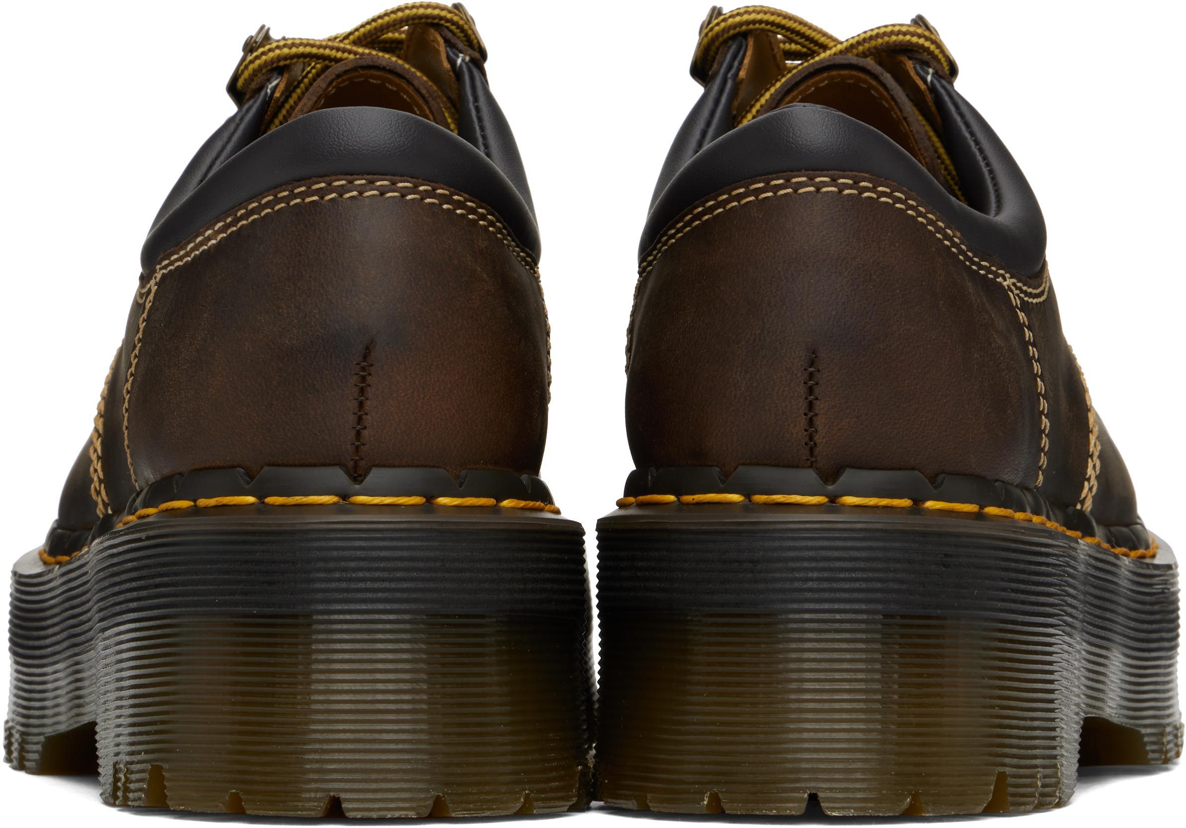 DR. MARTENS' Brown 8053 Arc Crazy Horse Leather Platform Derbys In Dark Brown Crazy Hor Product Image