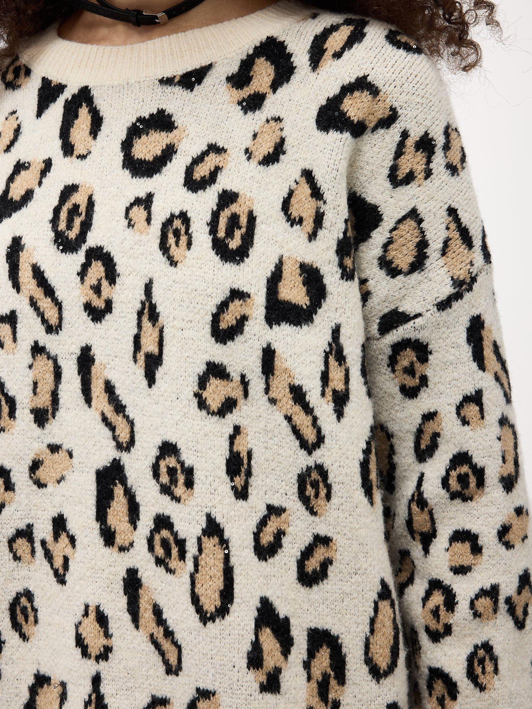 Aelfric Eden Apricot Leopard Print Sweater Product Image