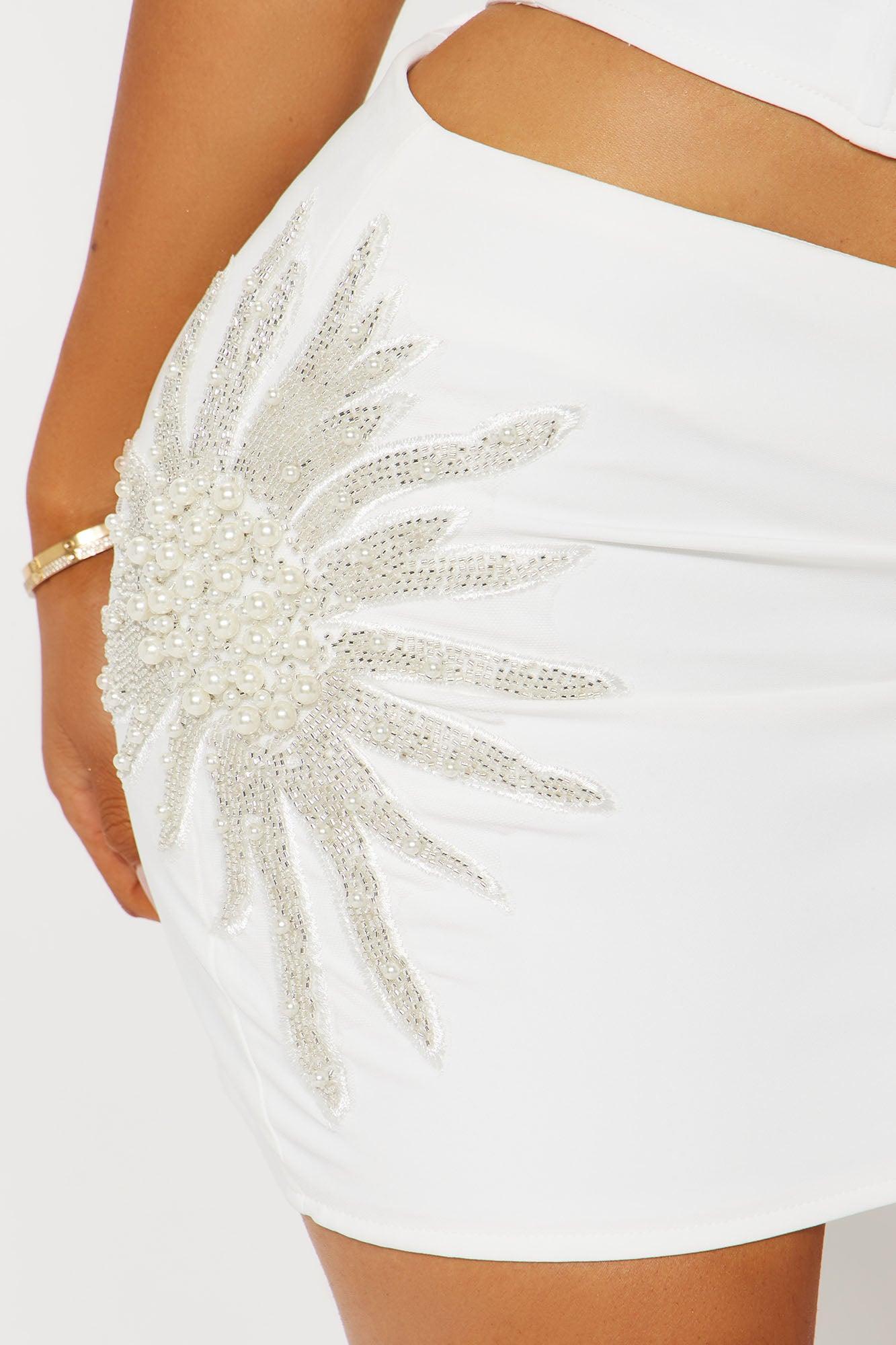 Sofia Embellished Skirt Set - White Product Image