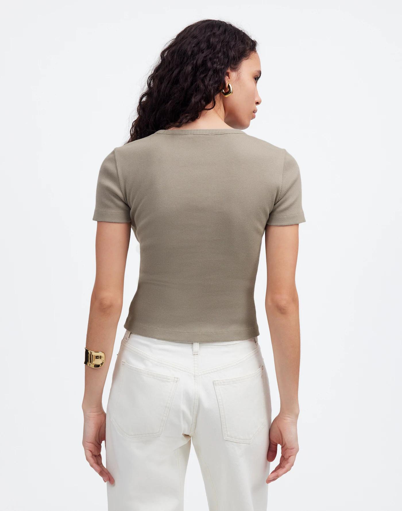 Garment-Dyed Ribbed Crewneck Pocket Tee Product Image