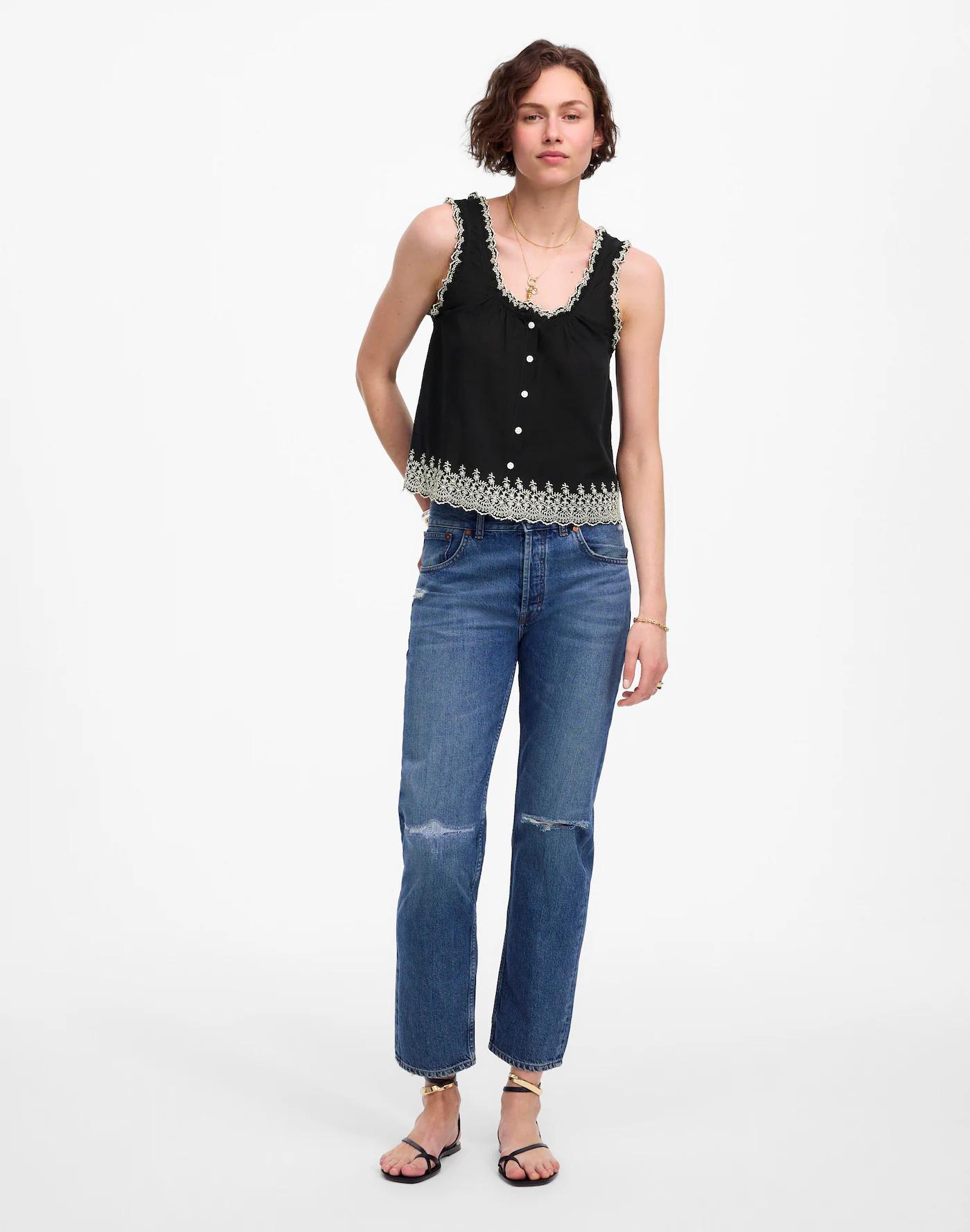 Embroidered Scalloped Tank Product Image