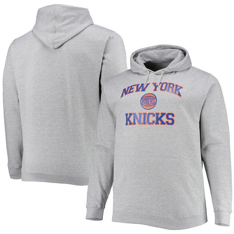 Mens Heathered Gray New York Knicks Big & Tall Heart & Soul Pullover Hoodie Product Image