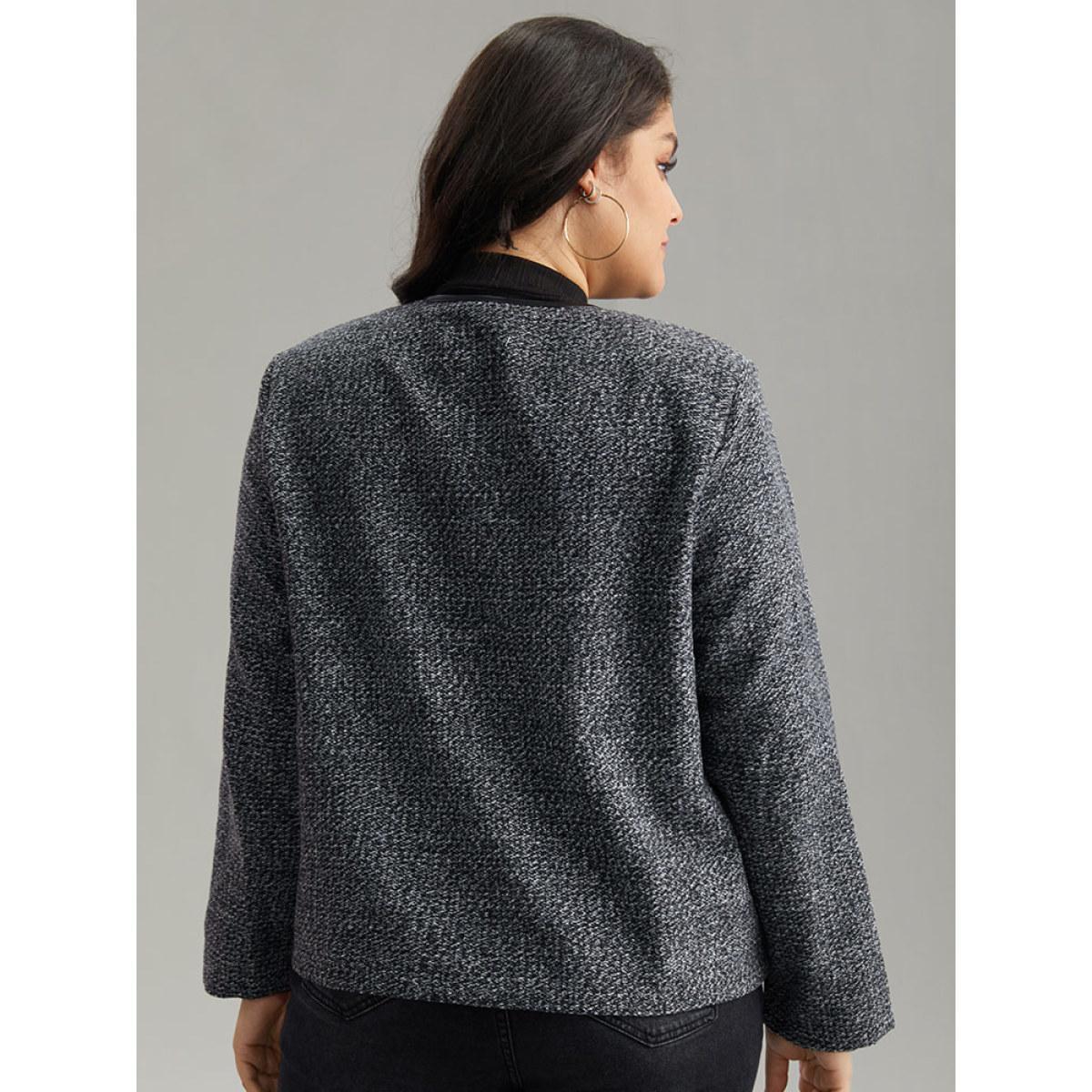 Plus Size Plain Textured Buckle Detail Coat Women DimGray Casual Texture Ladies Dailywear Winter Coats BloomChic 26/4X Product Image