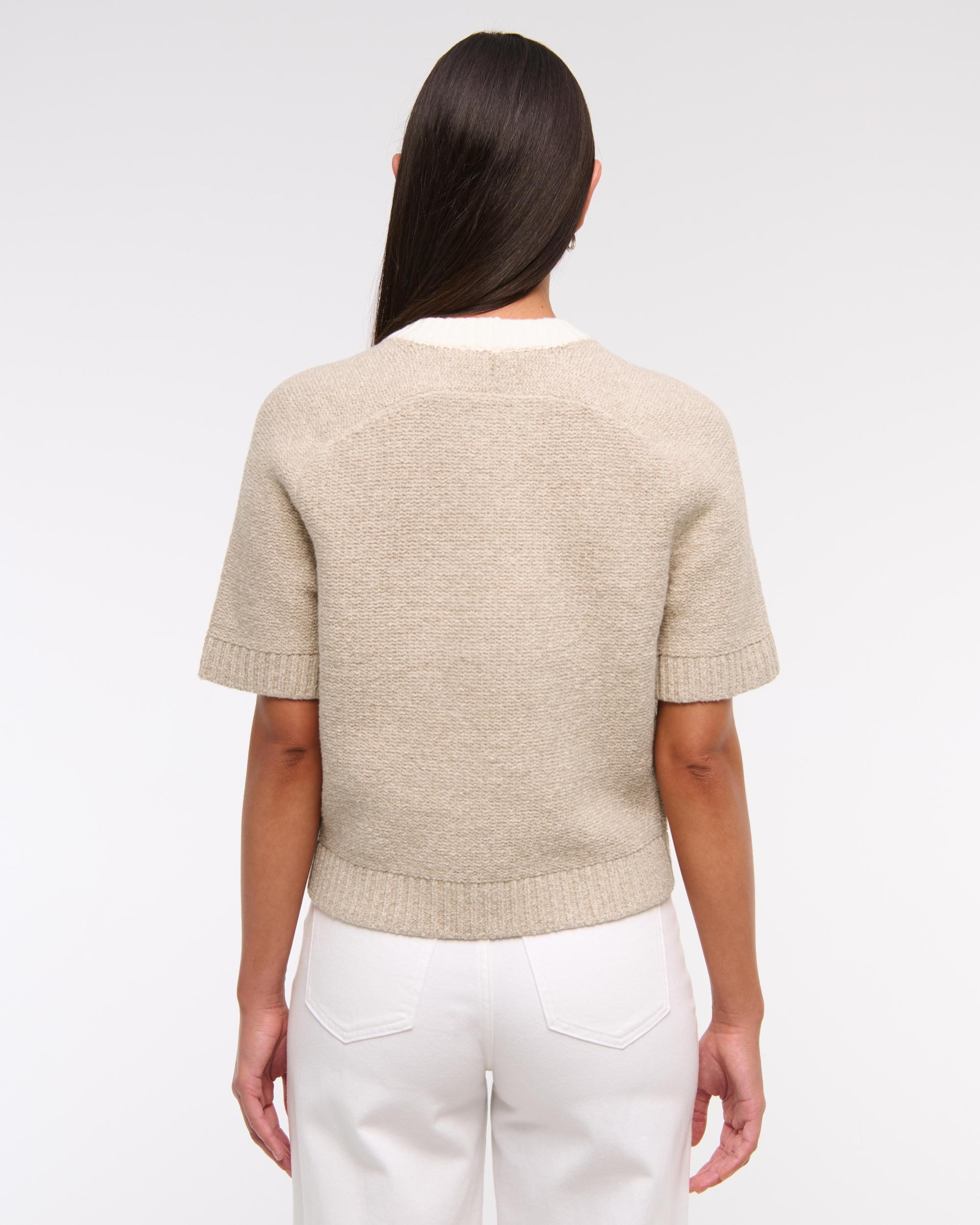 The A&F Madeline Textural Crew Sweater Tee Product Image