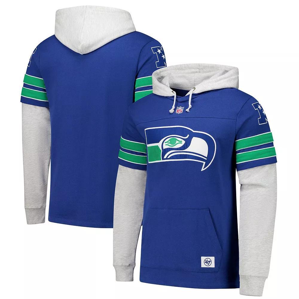 Mens 47 Royal Seattle Seahawks Double Header Blitz Throwback Cornerback Pullover Hoodie Product Image