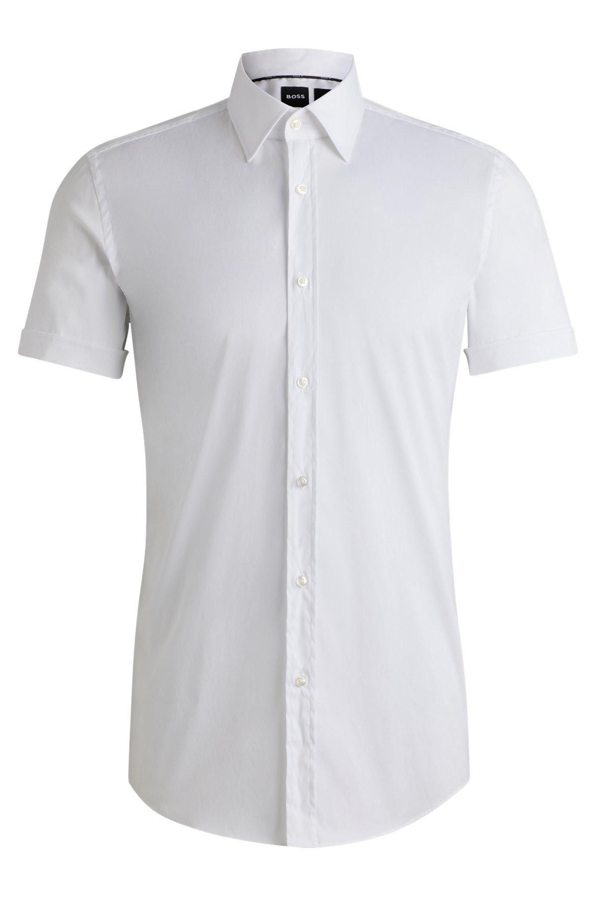 Slim-fit shirt in easy-iron stretch poplin Product Image