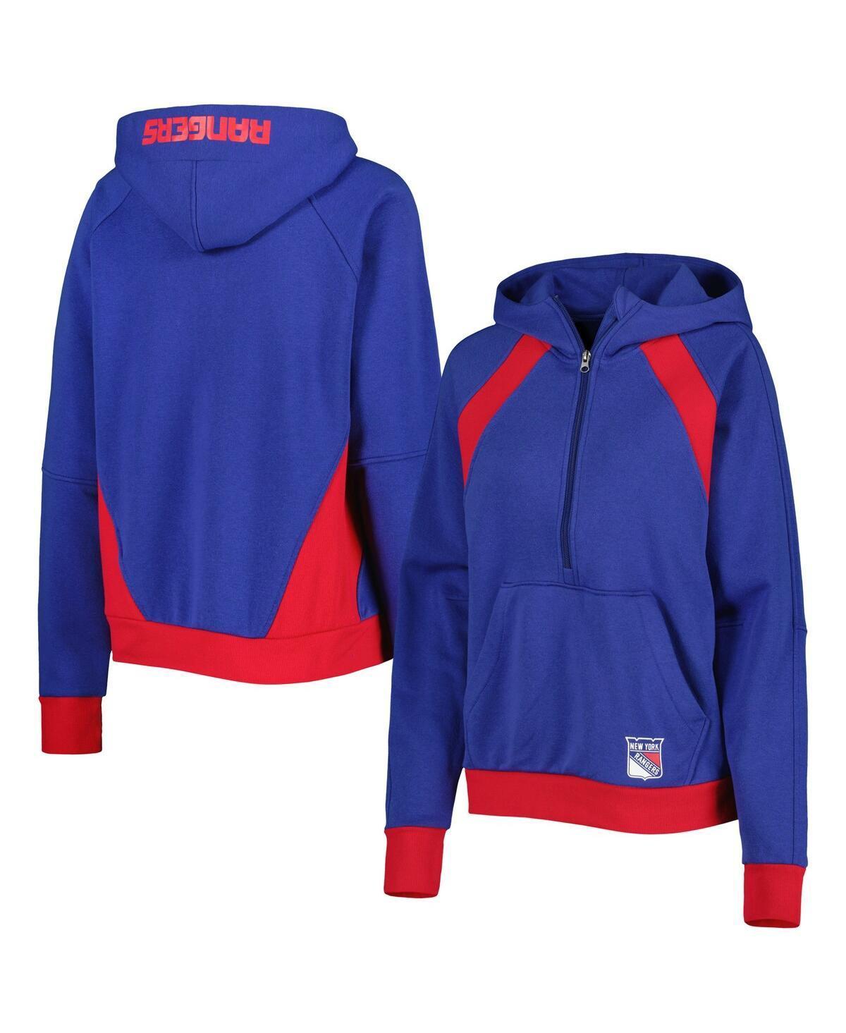Women's Starter Blue New York Rangers Wishbone Half-Zip Hoodie, Size: Small, Ran Blue Product Image