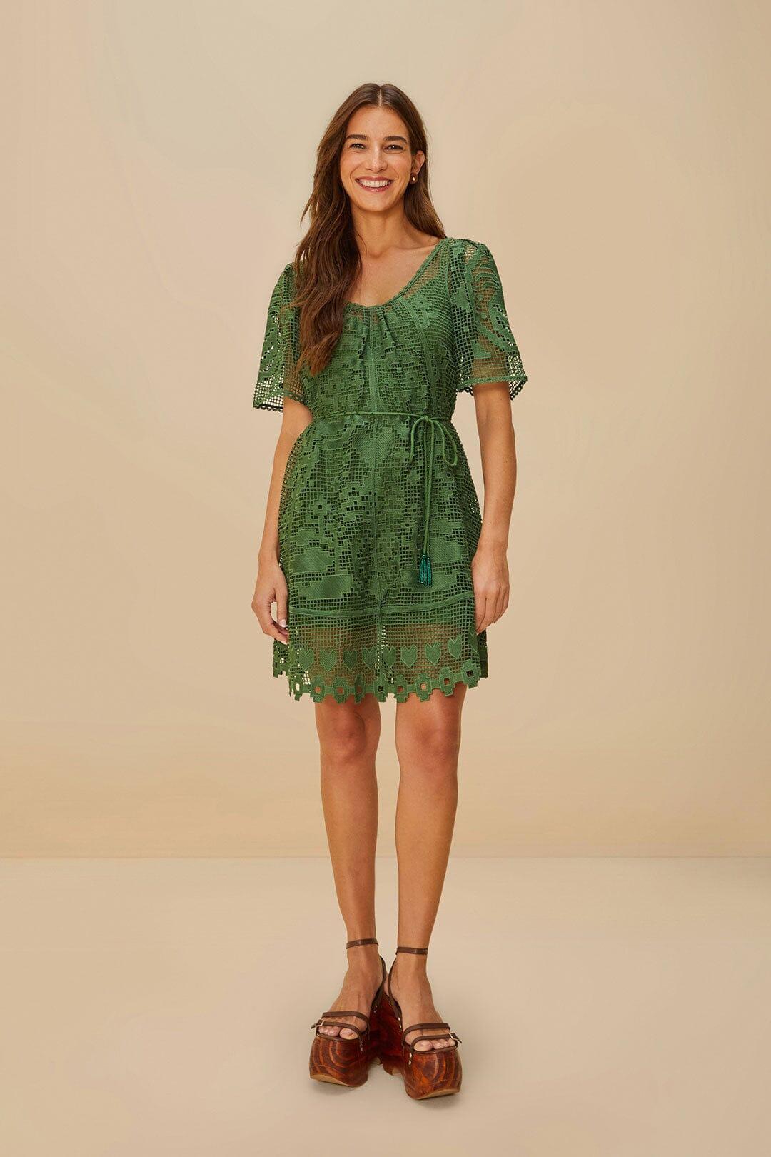 Green Pineapple Guipure Mini Dress Product Image