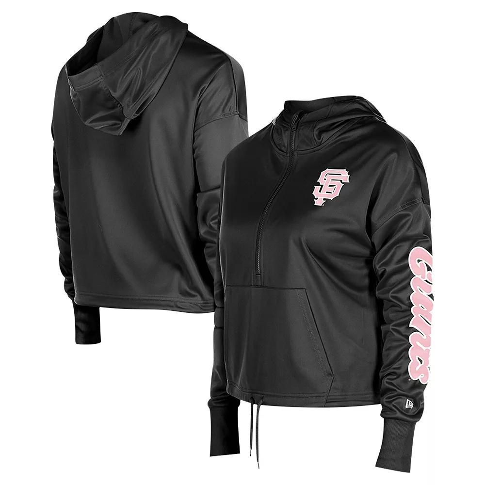 Women's New Era Black San Francisco Giants Half-Zip Hoodie, Size: Large Product Image