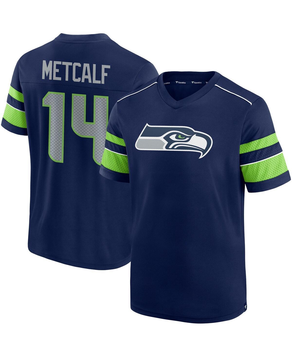 Men's Fanatics Branded DK Metcalf College Navy Seattle Seahawks Hashmark Name & Number V-Neck T-Shirt, Size: 2XL, Blue Product Image