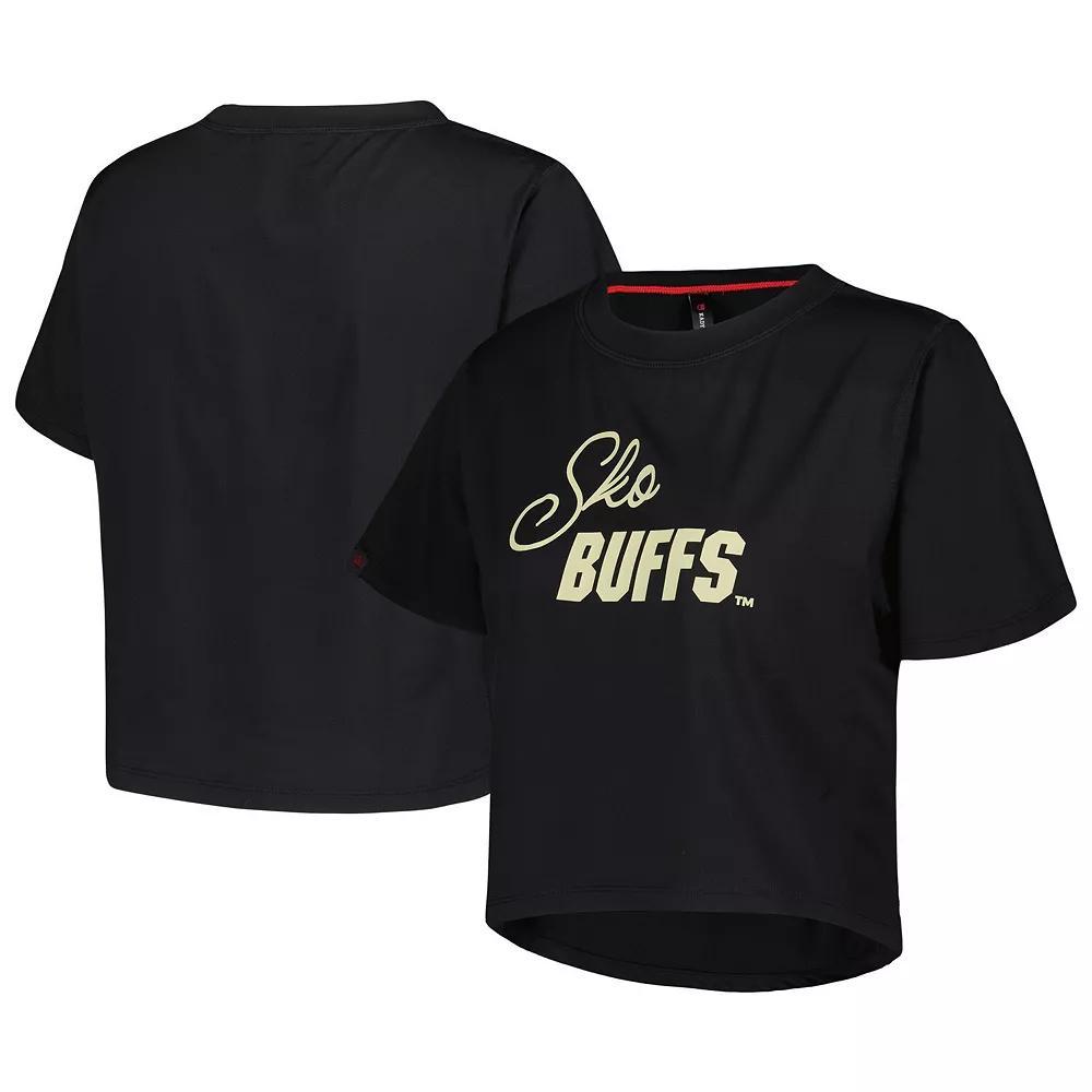 Women's Black Colorado Buffaloes Milky Silk Cropped T-Shirt, Size: XS Product Image
