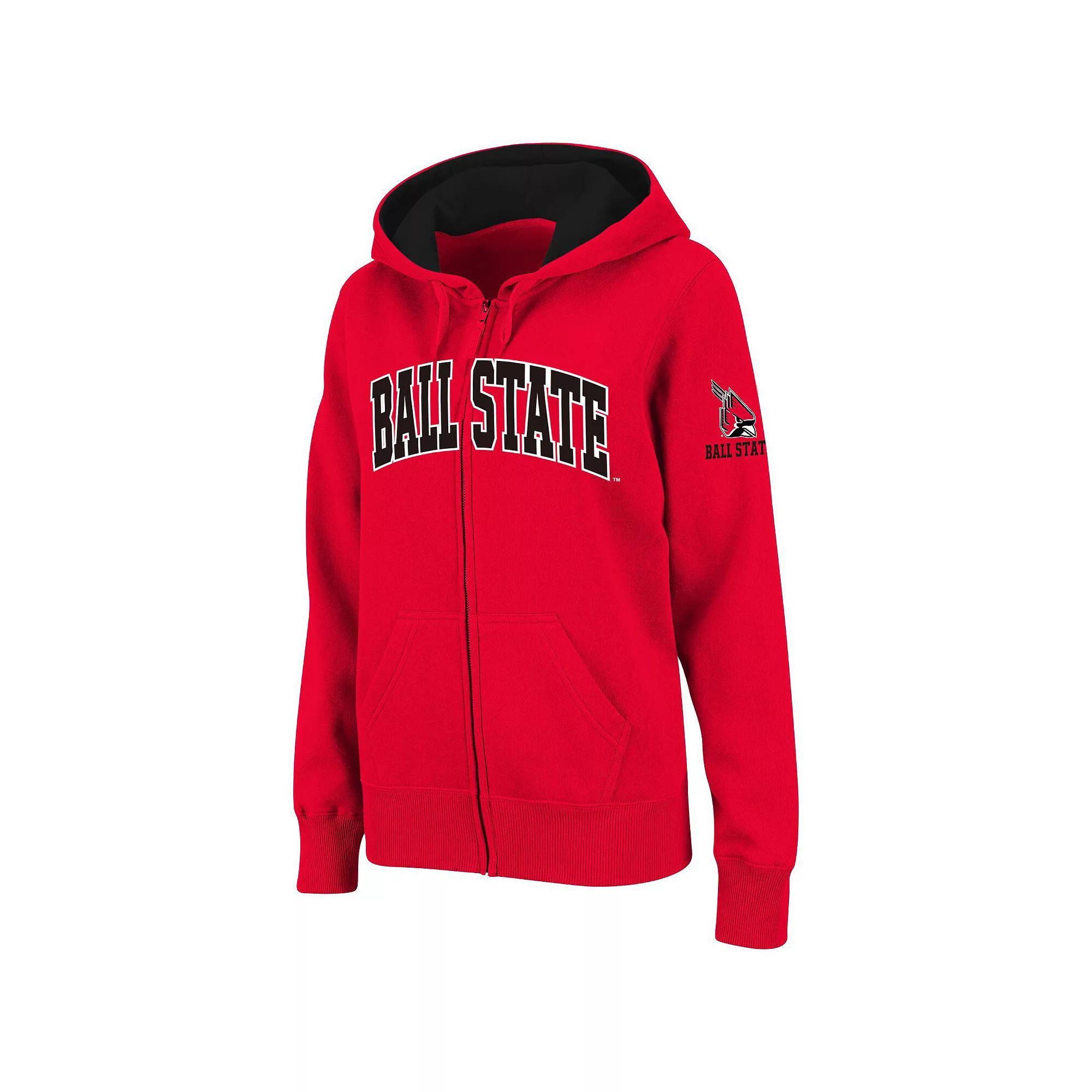 Womens Stadium Athletic Cardinal Ball State Cardinals Arched Name Full-Zip Hoodie Product Image