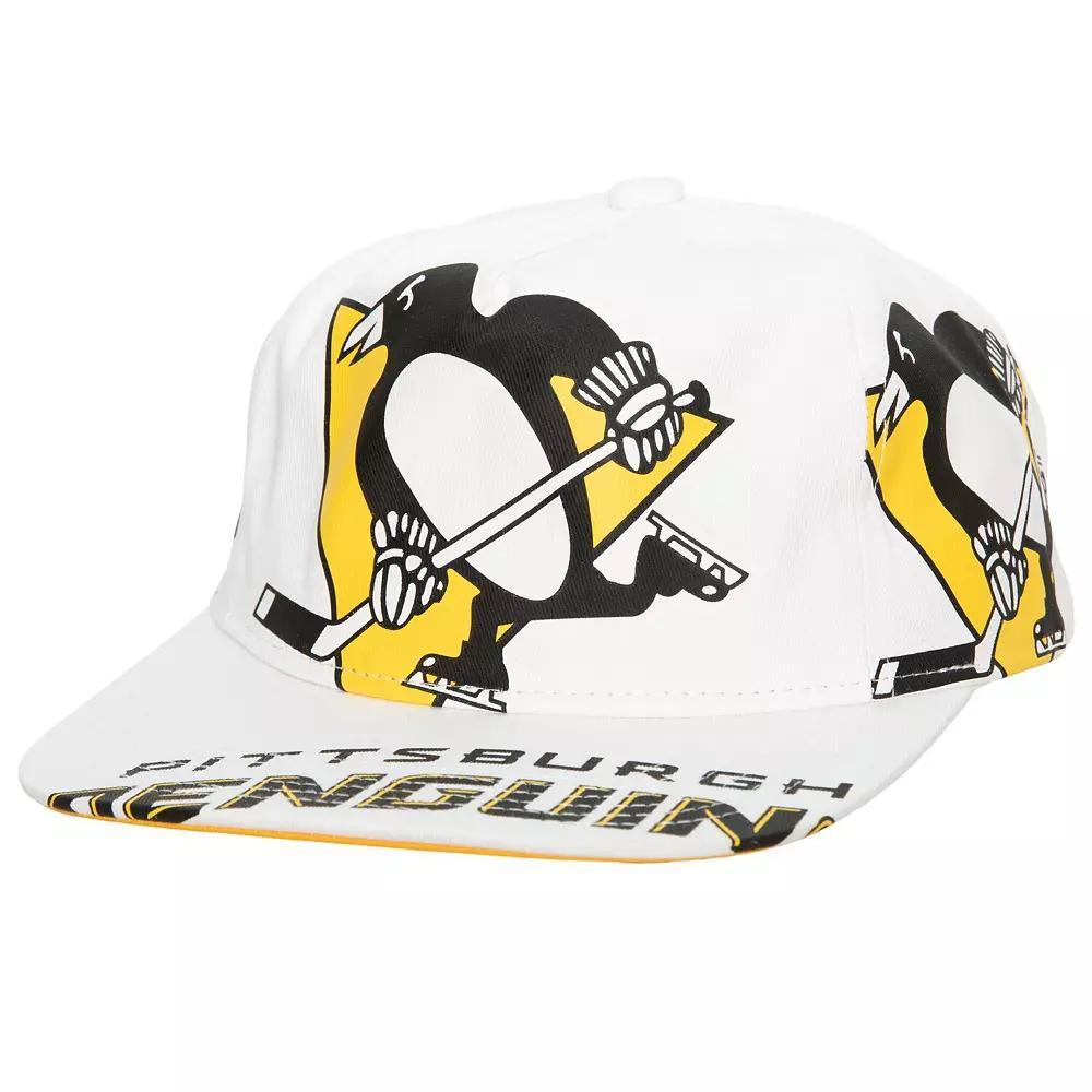 Men's Mitchell & Ness White Pittsburgh Penguins In Your Face Deadstock Snapback Hat Product Image
