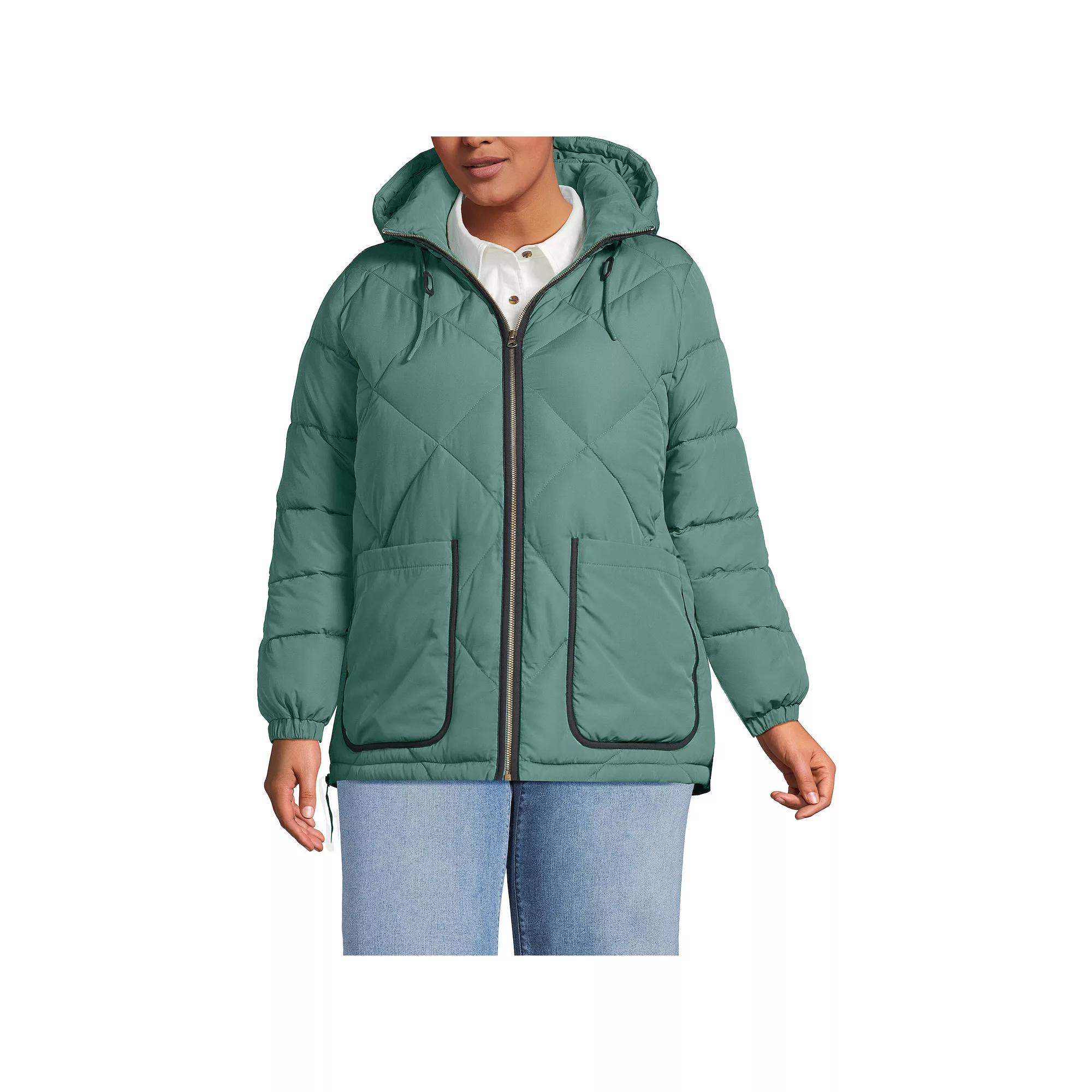 Plus Lands' End FeatherFree Insulated Hooded Quilted Jacket, Women's, Size: 3XL, Dark Auburn Brown Product Image
