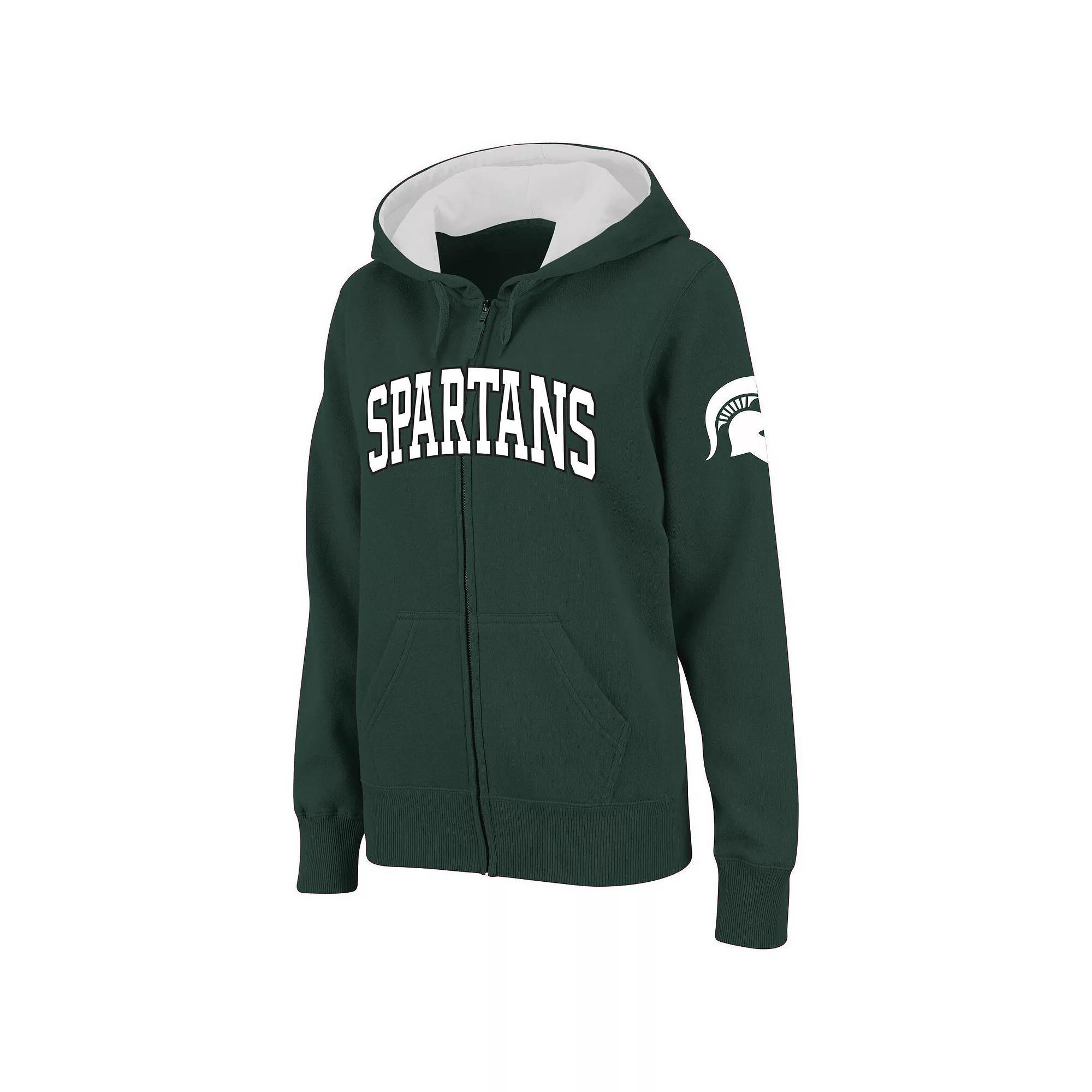 Women's Stadium Athletic Green Michigan State Spartans Arched Name Full-Zip Hoodie, Size: Medium Product Image