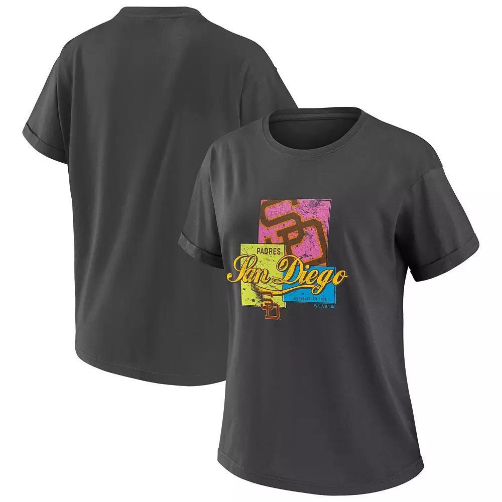 Women's WEAR by Erin Andrews Charcoal Los Angeles Dodgers Domestic Box Color Boyfriend T-Shirt, Size: Large Product Image