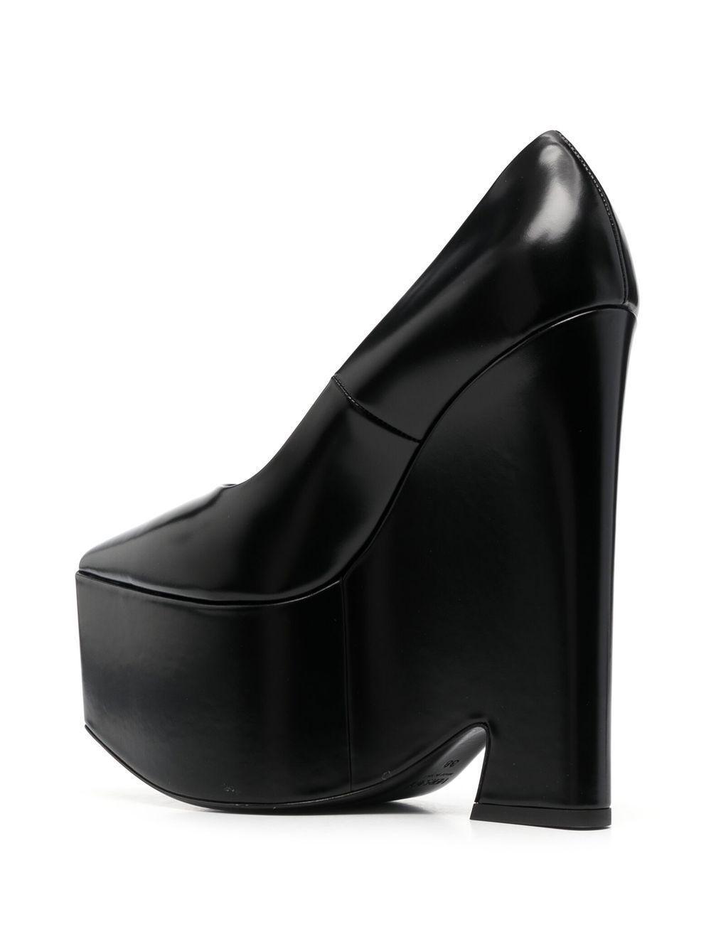 VERSACE Leather Platform Pumps In Black Product Image