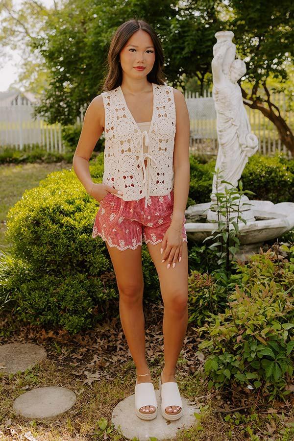 The Picnic Patch High Waist Embroidered Gingham Shorts Product Image