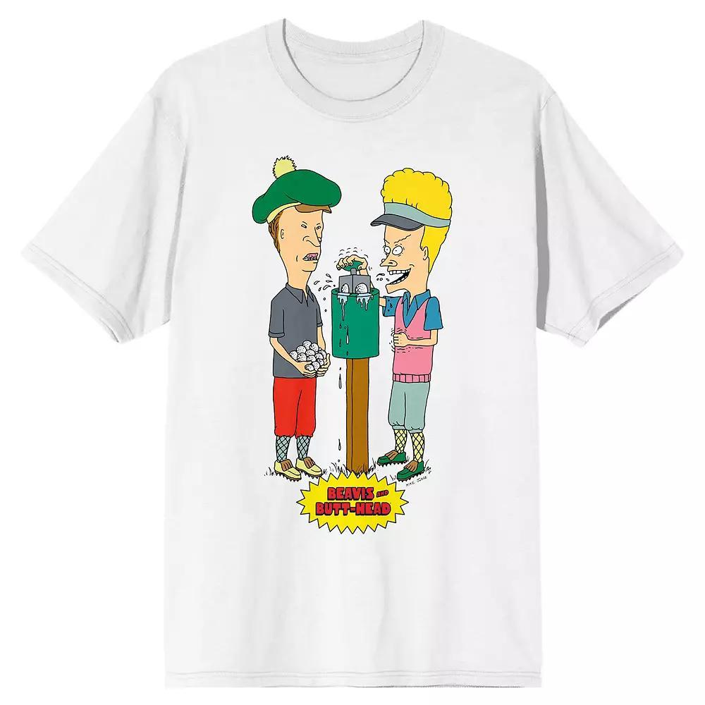 Men's Beavis & Butthead Characters Short Sleeve Graphic Tee, Size: Large, White Product Image