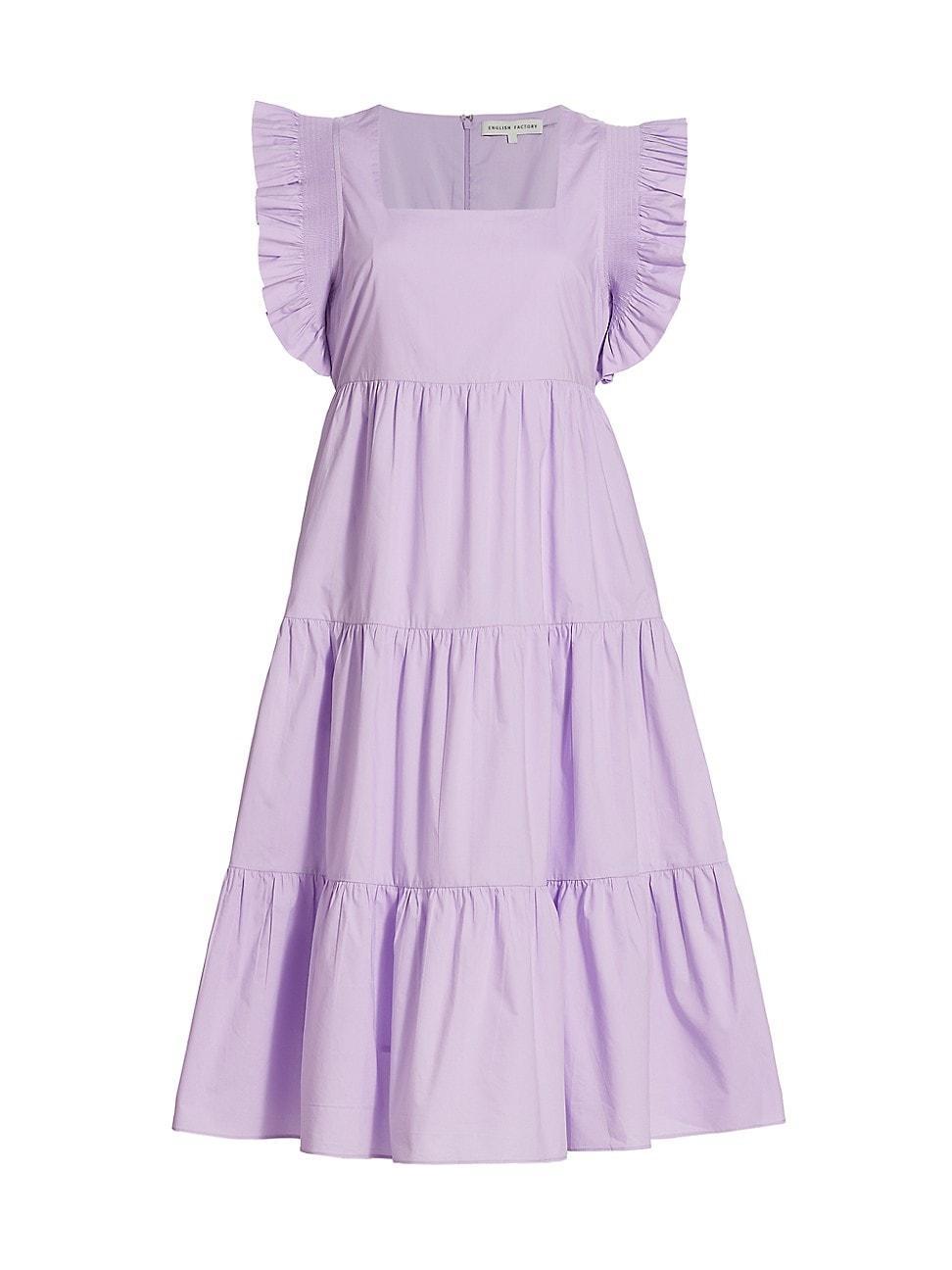 English Factory Ruffled Detail Midi Dress (Lilac) Women's Dress Product Image