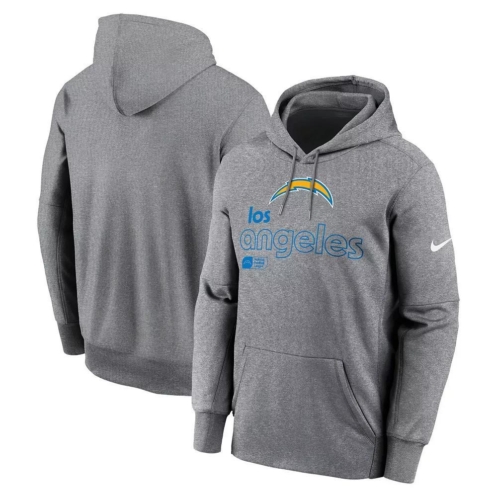 Men's Nike Heather Gray Los Angeles Chargers Performance Pullover Hoodie, Size: 4XL, Grey Product Image