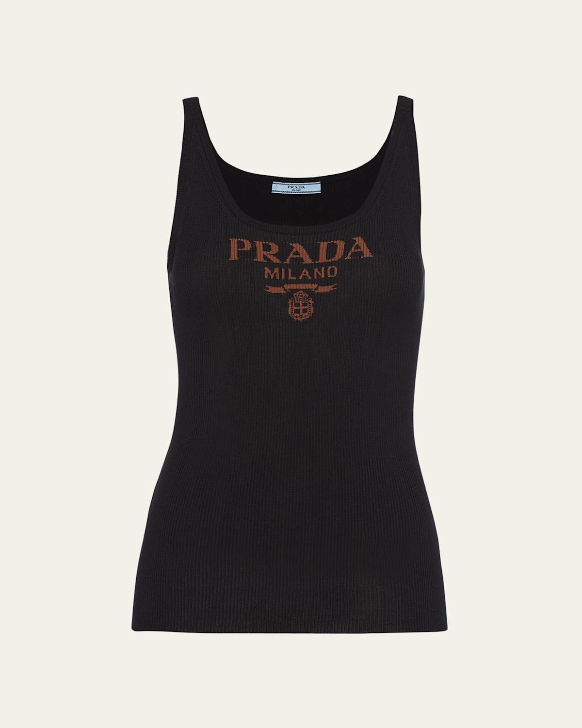 Womens Silk Tank Top With Logo Product Image