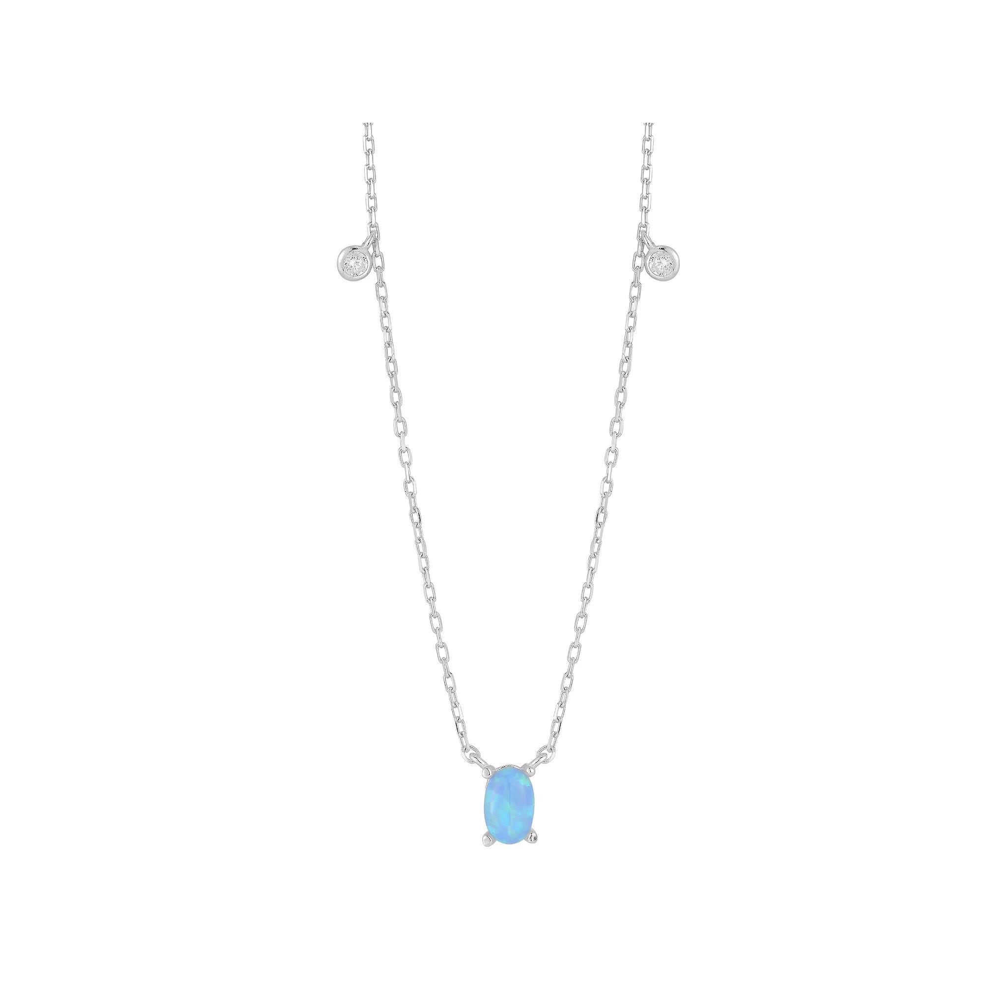 Sunkissed Sterling Lab-Created Blue Opal & Cubic Zirconia Necklace, Women's, Size: 18", Silver Tone Product Image